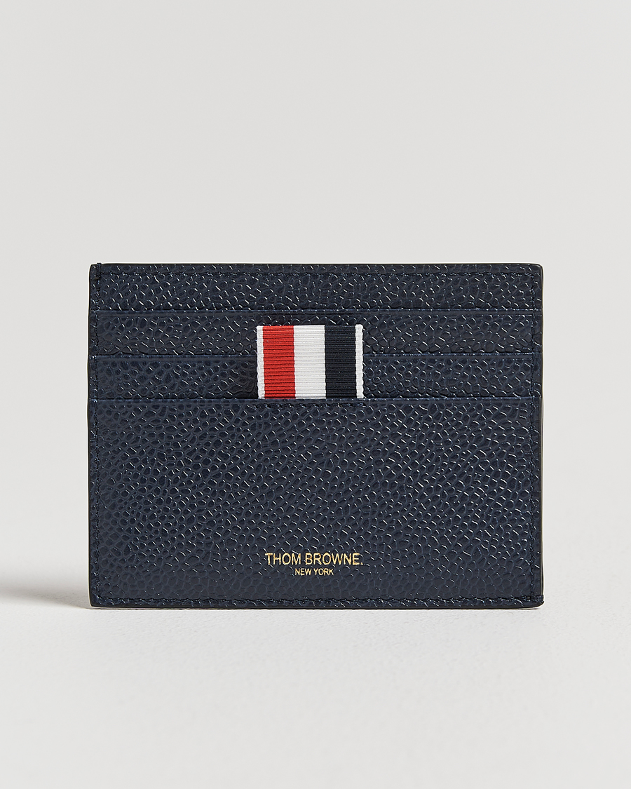 Homme | Portefeuilles | Thom Browne | Pebble Grain Leather Cardholder Navy