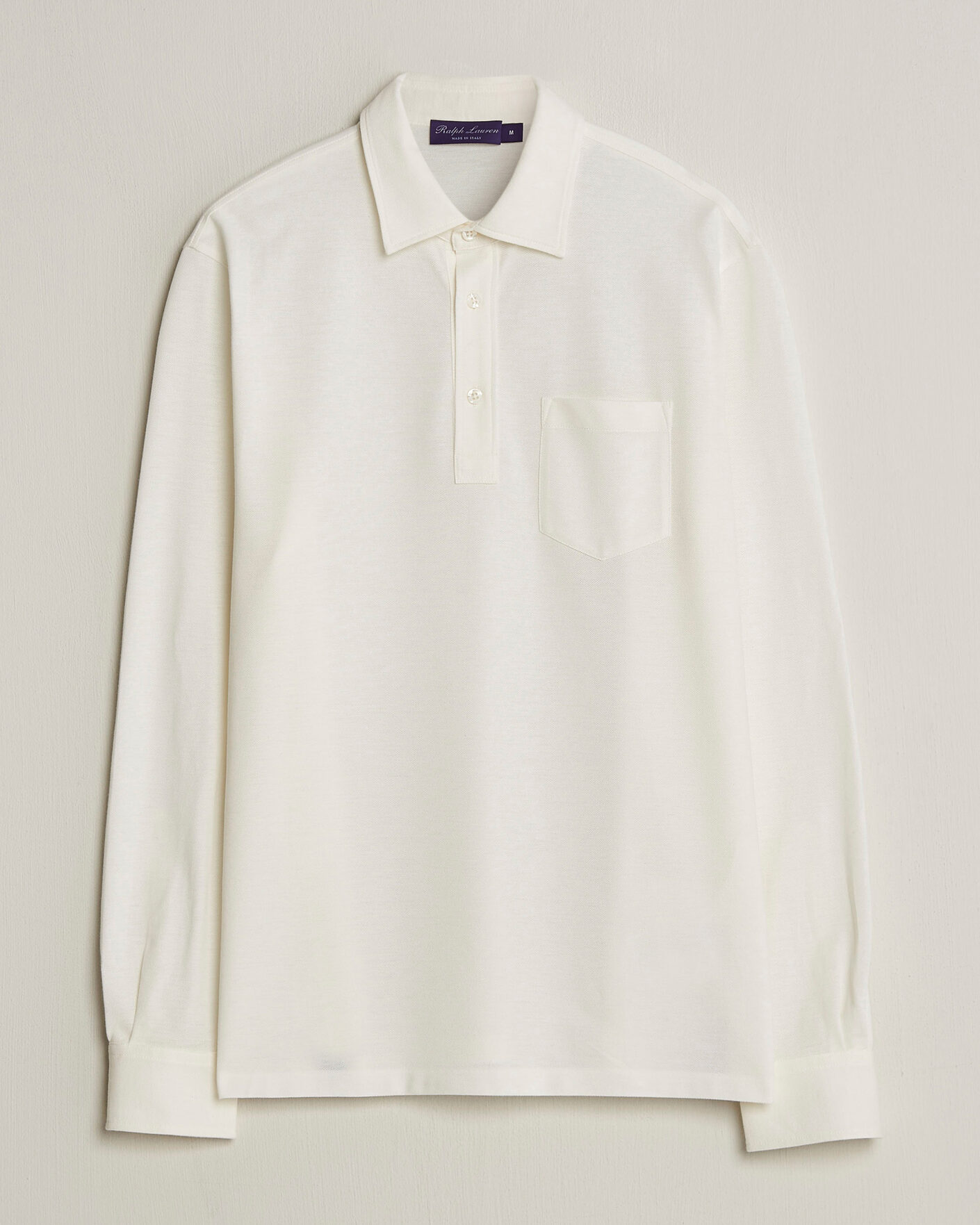 Homme | Polos | Ralph Lauren Purple Label | Cotton/Cashmere Long Sleeve Polo Off White