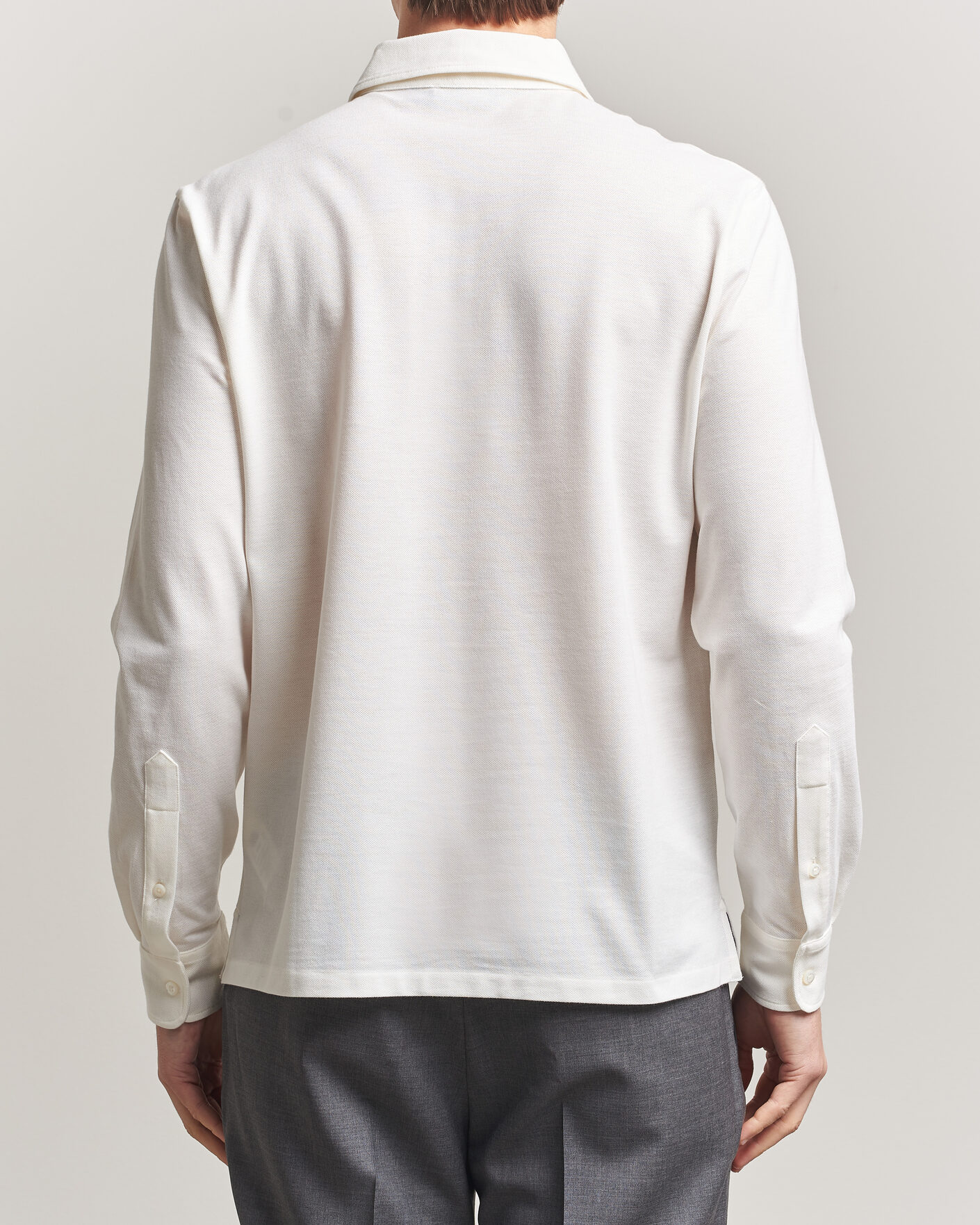 Homme | Polos | Ralph Lauren Purple Label | Cotton/Cashmere Long Sleeve Polo Off White