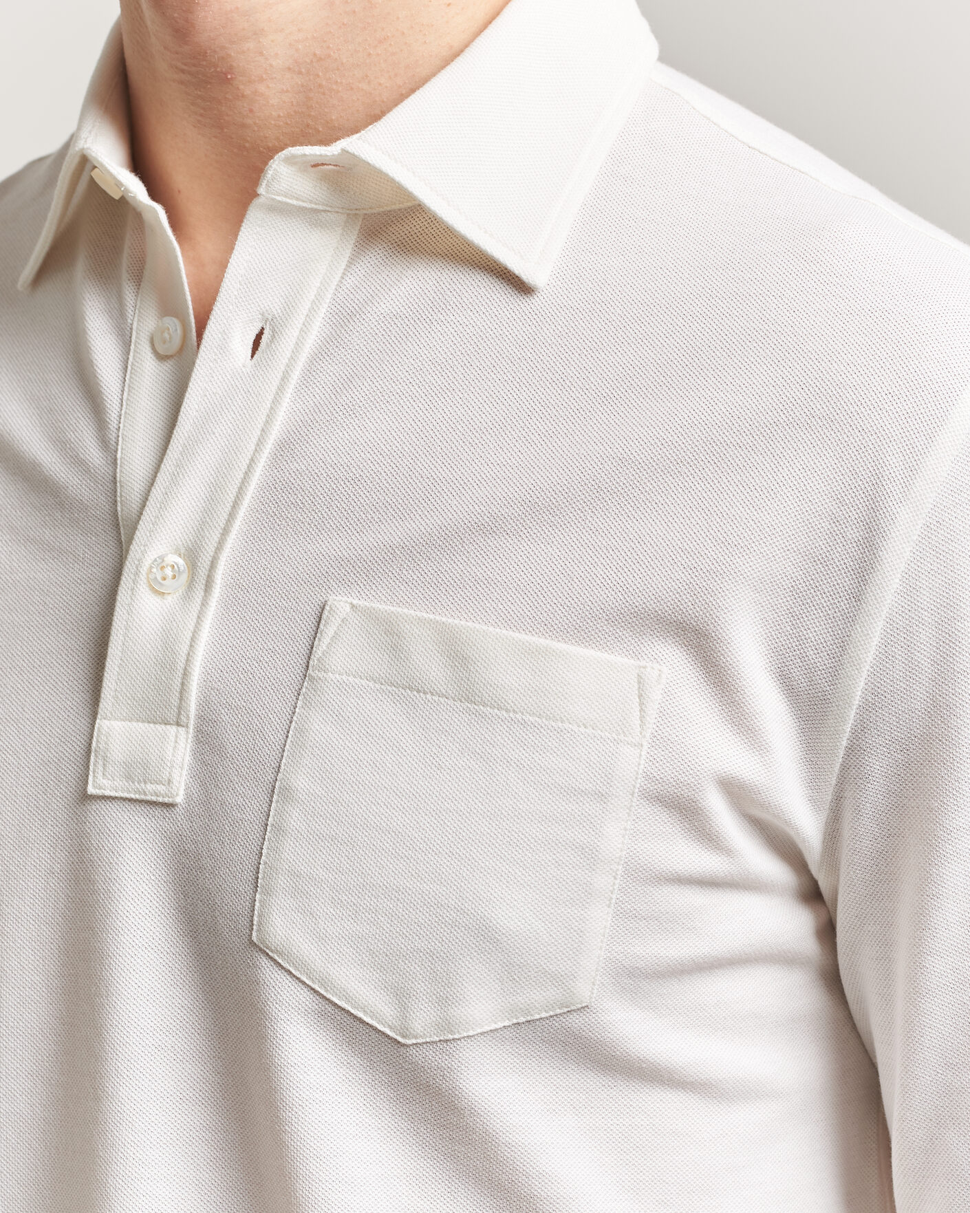 Homme | Polos | Ralph Lauren Purple Label | Cotton/Cashmere Long Sleeve Polo Off White