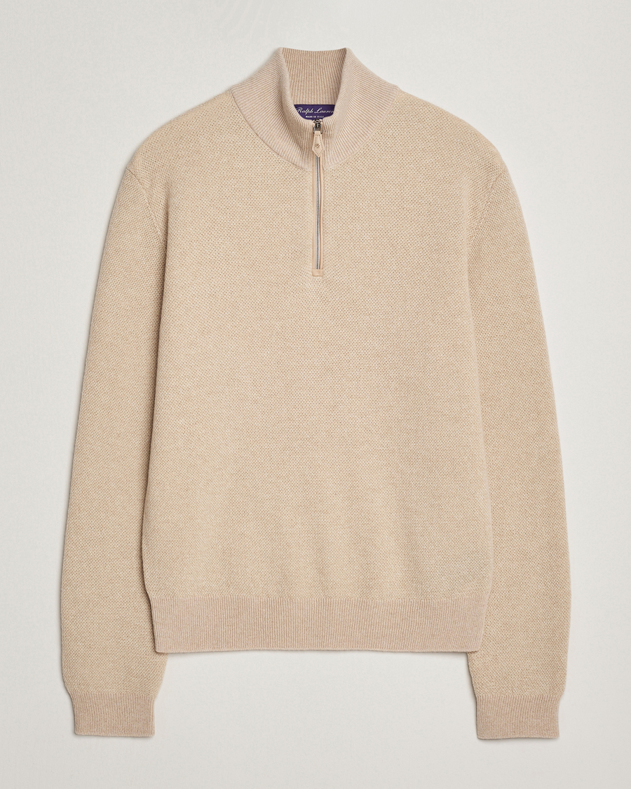 Homme | Pulls Et Tricots | Ralph Lauren Purple Label | Cashmere Birdseye Half Zip Beige