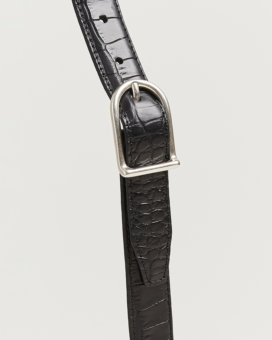 Homme | Ceintures | Anderson's | Embossed 2,5cm Lether Belt Black