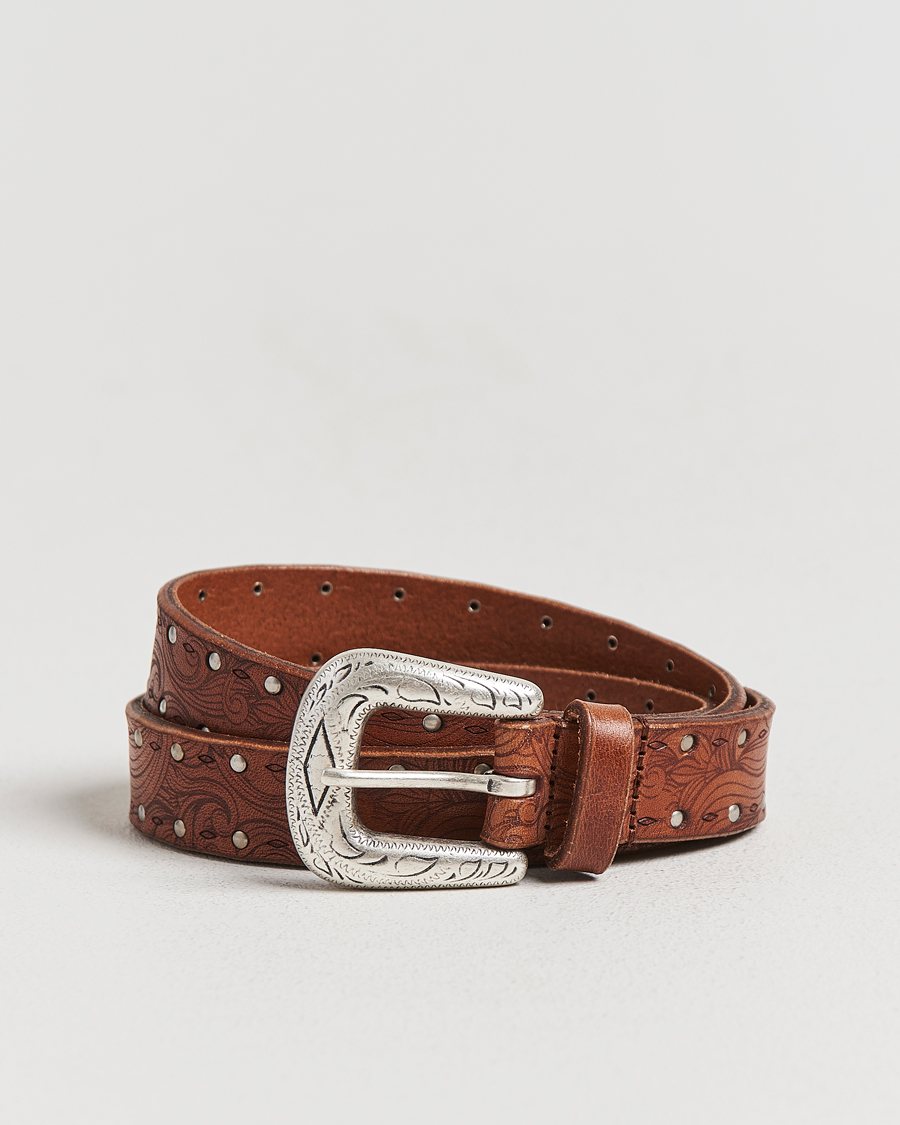 Homme | Ceintures | Anderson's | Stud Western 2,5cm Belt Brown