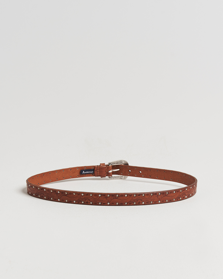 Homme | Ceintures | Anderson's | Stud Western 2,5cm Belt Brown