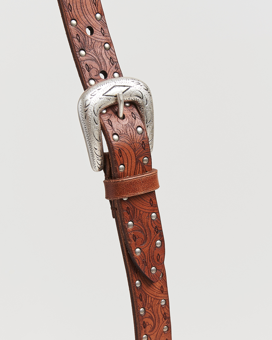 Homme | Ceintures | Anderson's | Stud Western 2,5cm Belt Brown