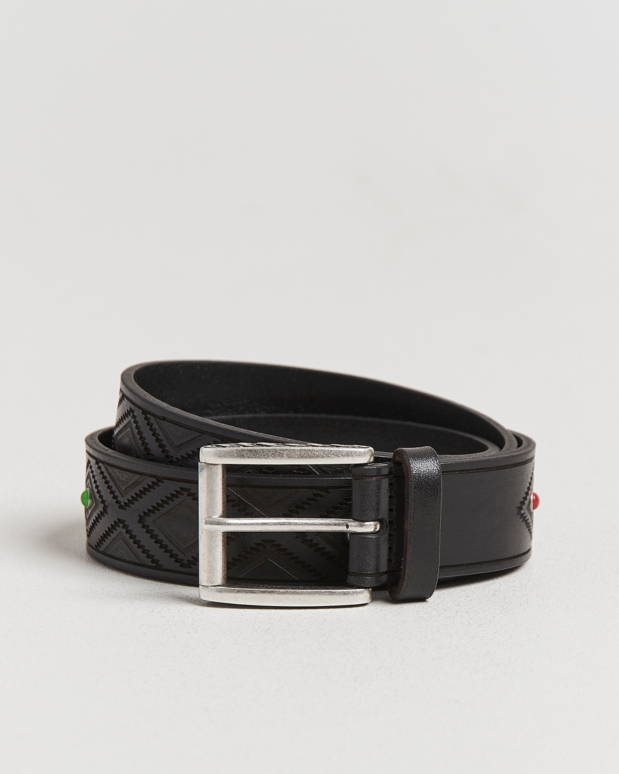 Homme | Ceintures | Anderson's | Diamond Pattern Western 3,5cm Belt Black