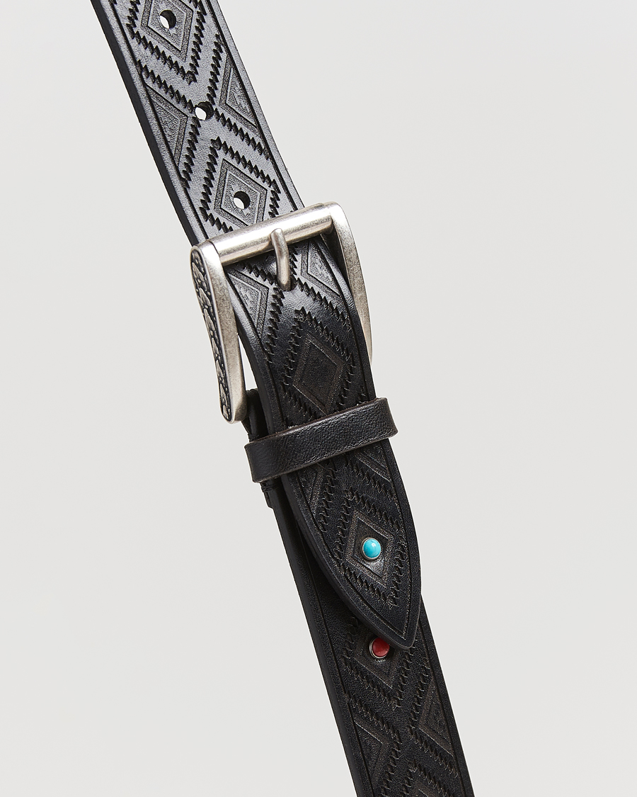 Homme | Ceintures | Anderson's | Diamond Pattern Western 3,5cm Belt Black