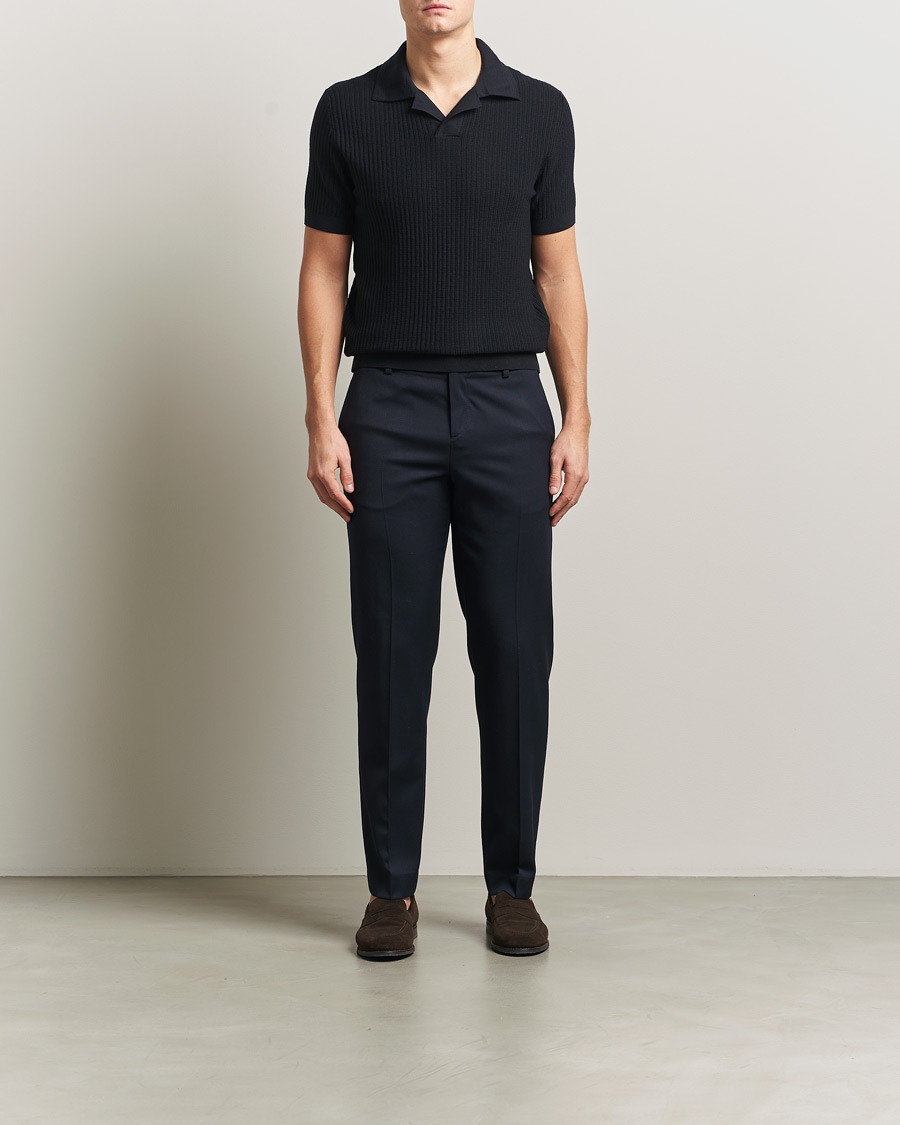 Homme | Pulls Et Tricots | Brioni | Knitted Rib Wool Polo Navy