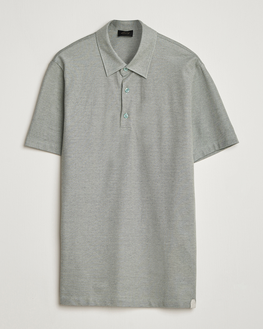 Homme | Polos | Brioni | Short Sleeve Cotton Piquet Polo Light Green