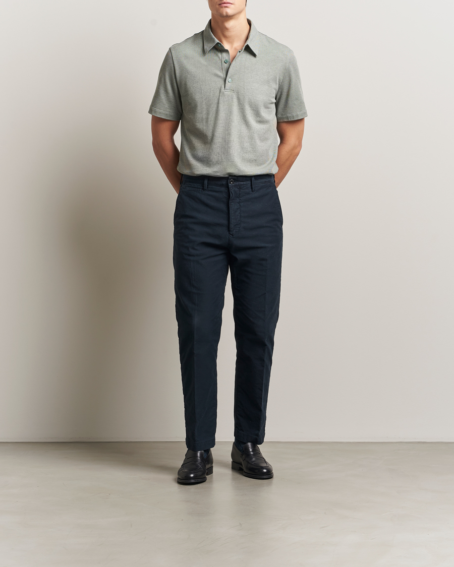Homme | Polos | Brioni | Short Sleeve Cotton Piquet Polo Light Green