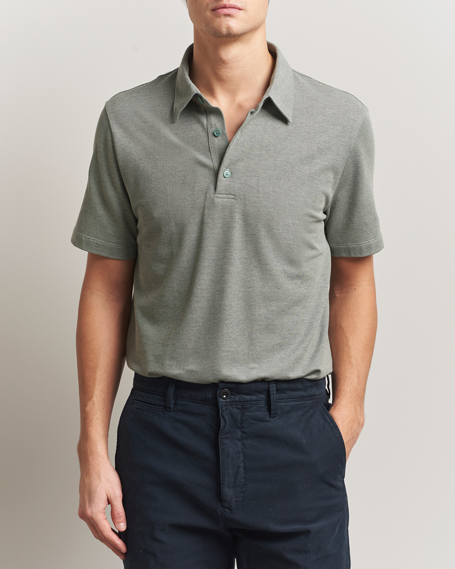 Homme | Polos | Brioni | Short Sleeve Cotton Piquet Polo Light Green