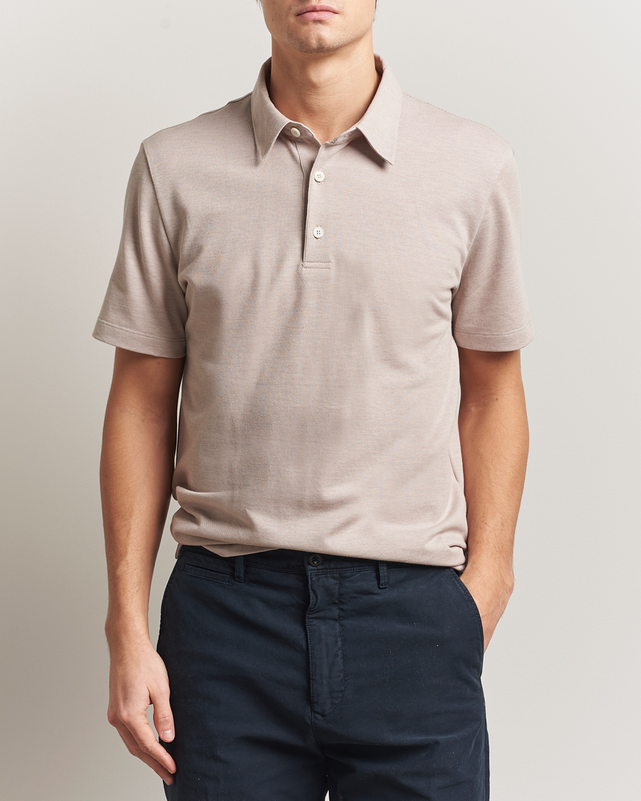 Homme | Polos | Brioni | Short Sleeve Cotton Piquet Polo Beige