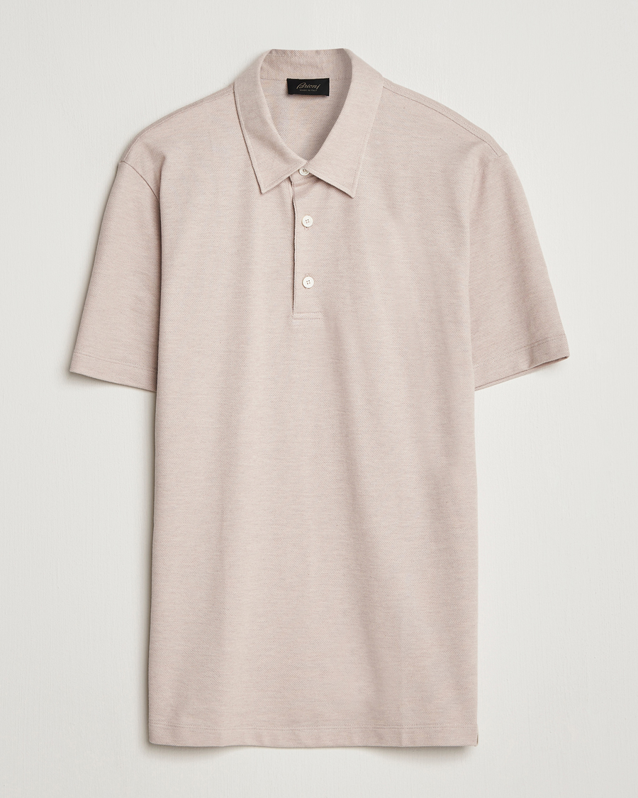 Homme | Polos | Brioni | Short Sleeve Cotton Piquet Polo Beige