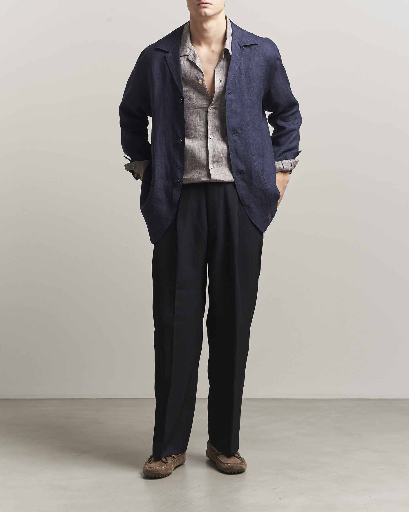 Homme | Chemises | Brioni | Linen Shirt Blazer Navy