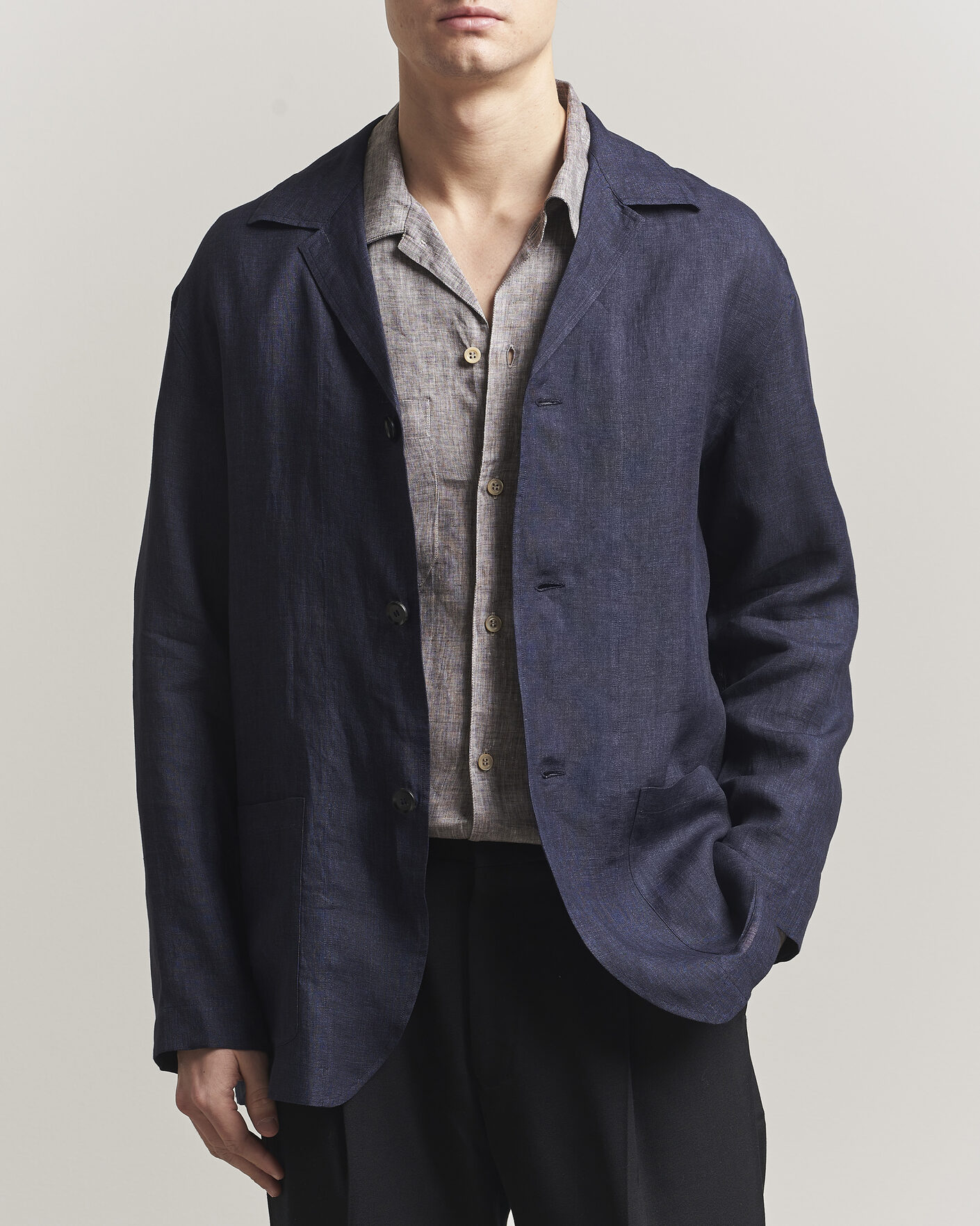 Homme | Chemises | Brioni | Linen Shirt Blazer Navy