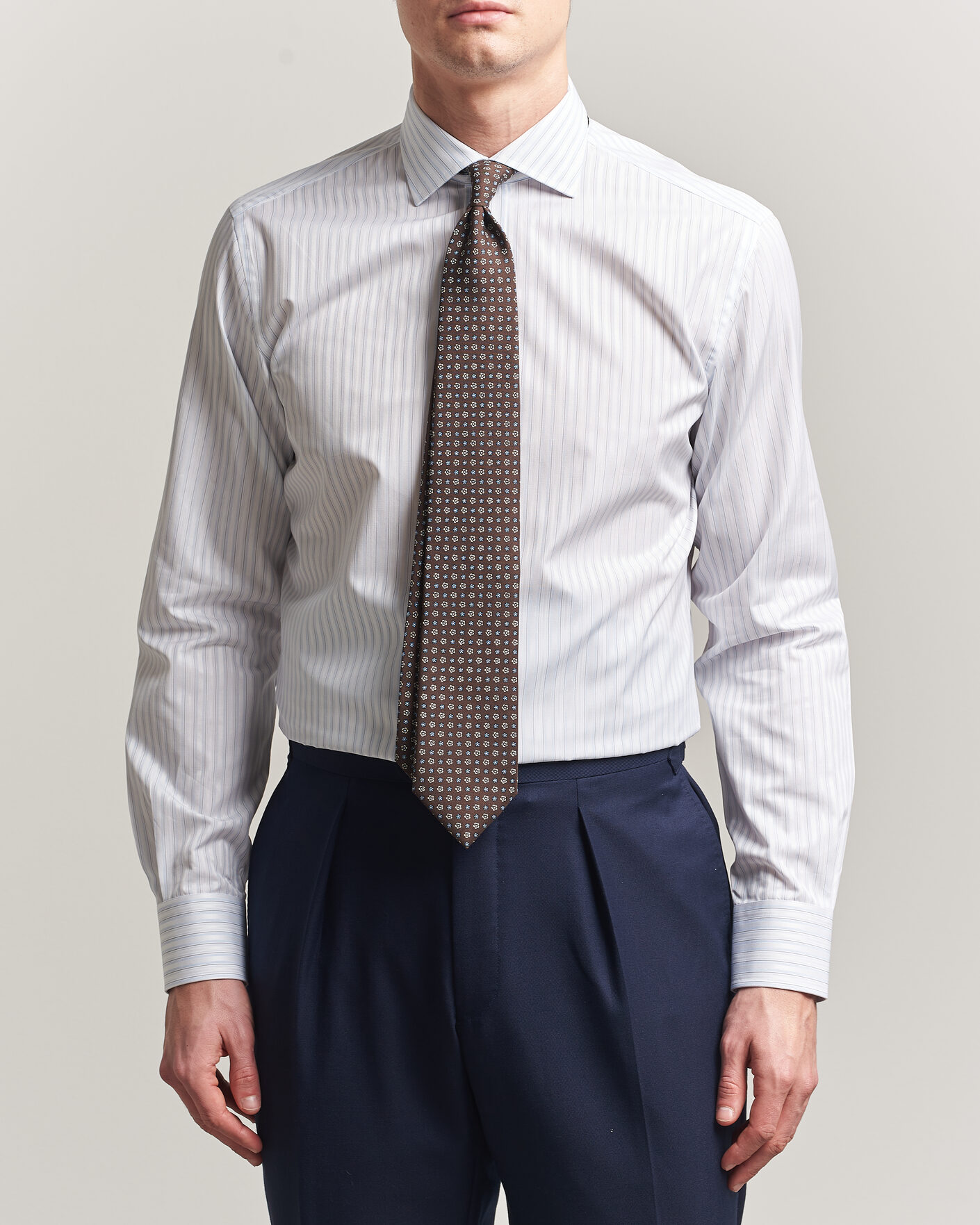 Homme | Chemises | Brioni | Slim Fit Dress Shirt Light Blue Stripe