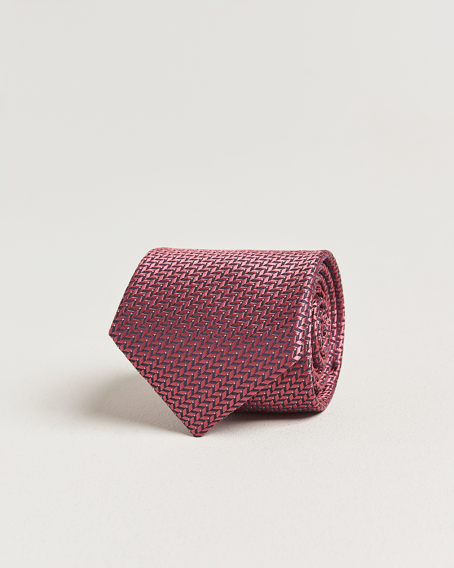 Homme | Cravates | Brioni | Jacquard Herringbone Silk Tie Rosa