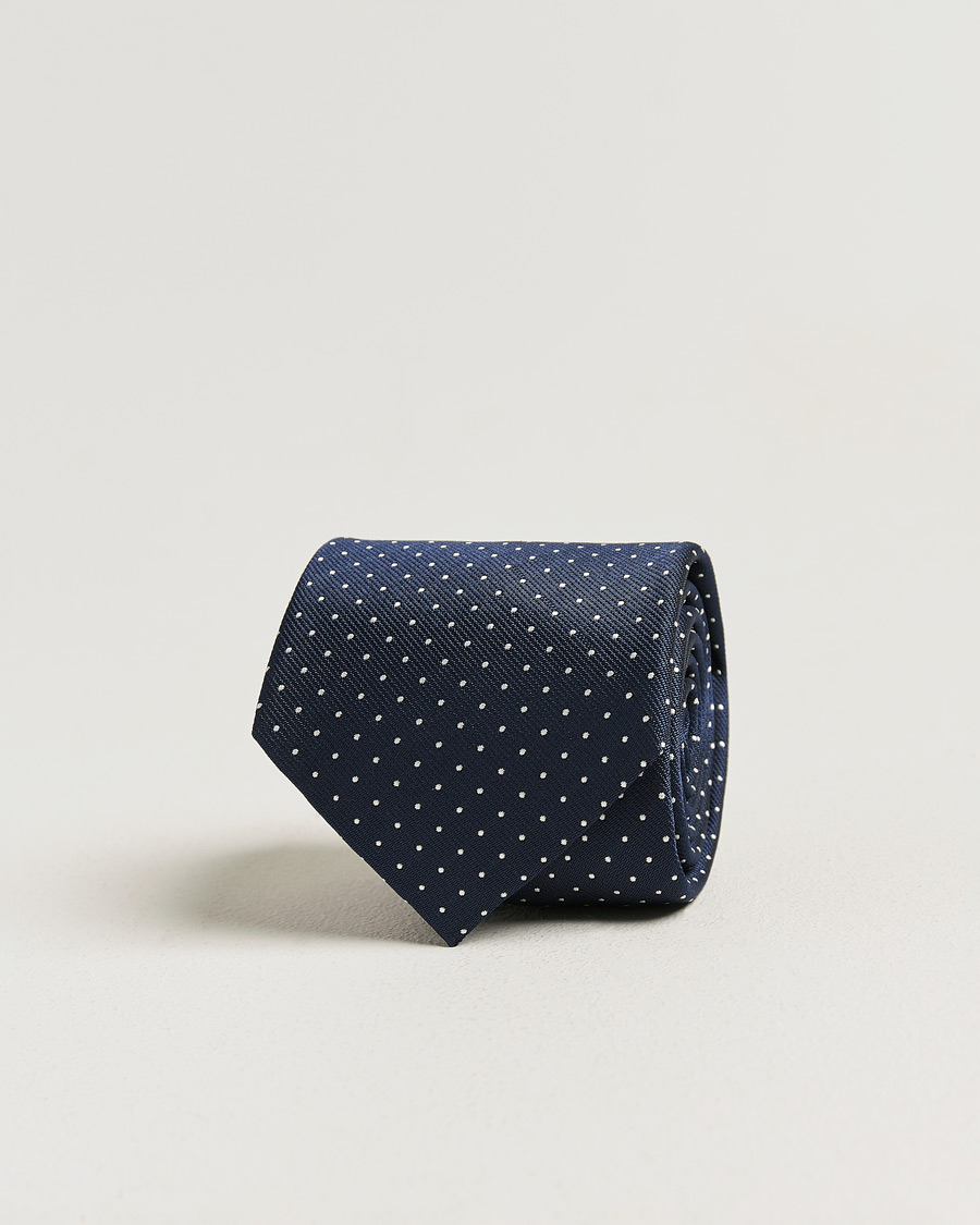Homme | Cravates | Brioni | Jacquard Dot Silk Tie Navy