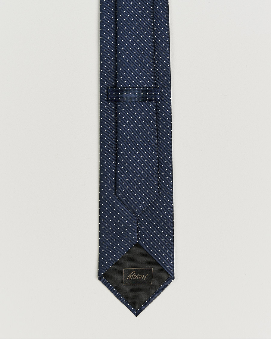 Homme | Cravates | Brioni | Jacquard Dot Silk Tie Navy