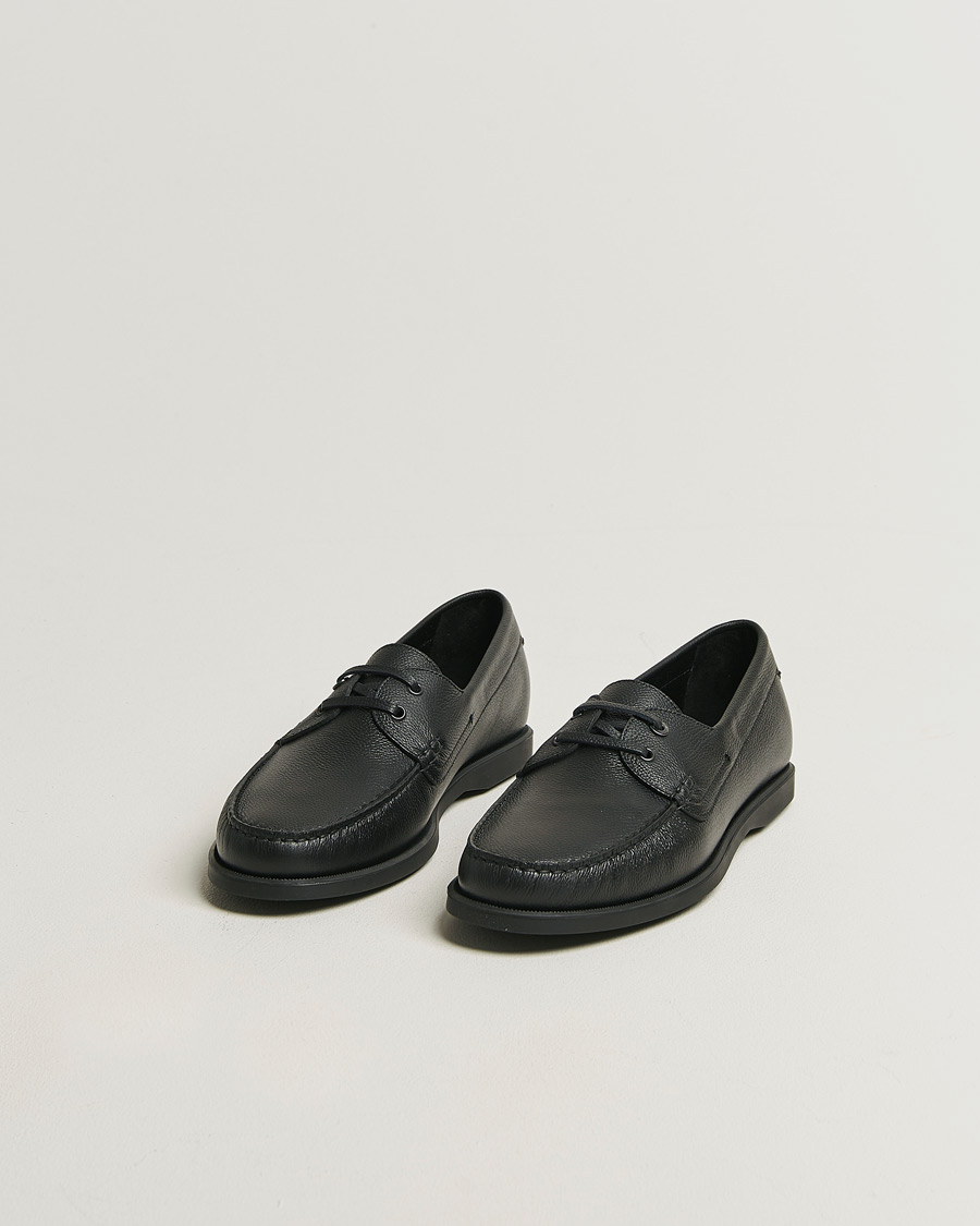 Homme | Chaussures Bateau | Brioni | Grain Leather Boat Shoes Black Calf