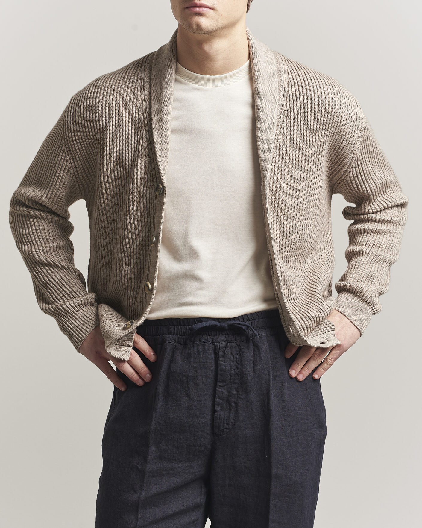 Homme | Pulls Et Tricots | Altea | Cotton/Cashmere Shawl Cardigan Taupe