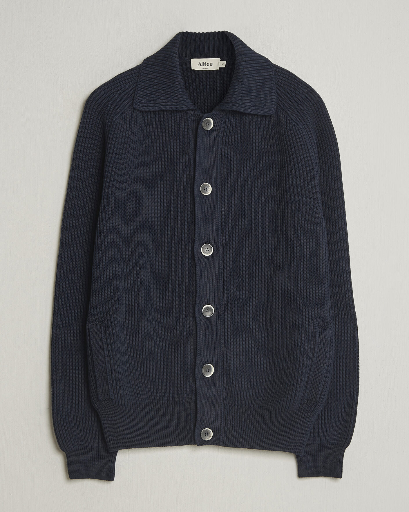 Homme | Pulls Et Tricots | Altea | Cotton Rib Cardigan Jacket Navy