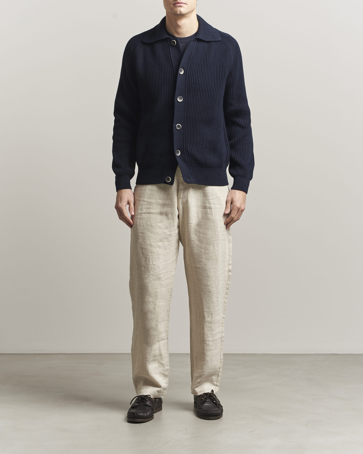 Homme | Pulls Et Tricots | Altea | Cotton Rib Cardigan Jacket Navy