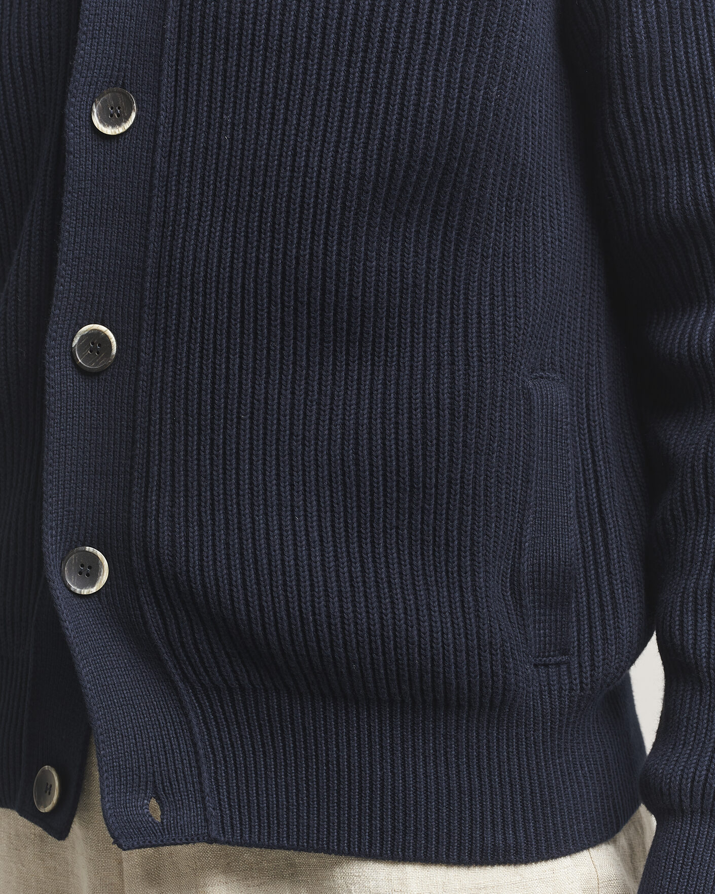 Homme | Pulls Et Tricots | Altea | Cotton Rib Cardigan Jacket Navy