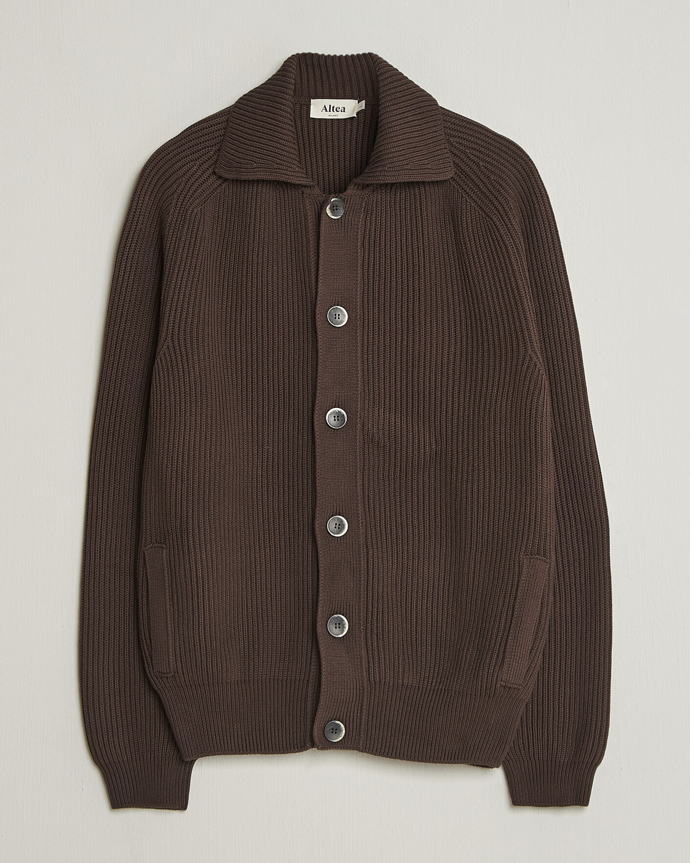 Homme | Pulls Et Tricots | Altea | Cotton Rib Cardigan Jacket Dark Brown
