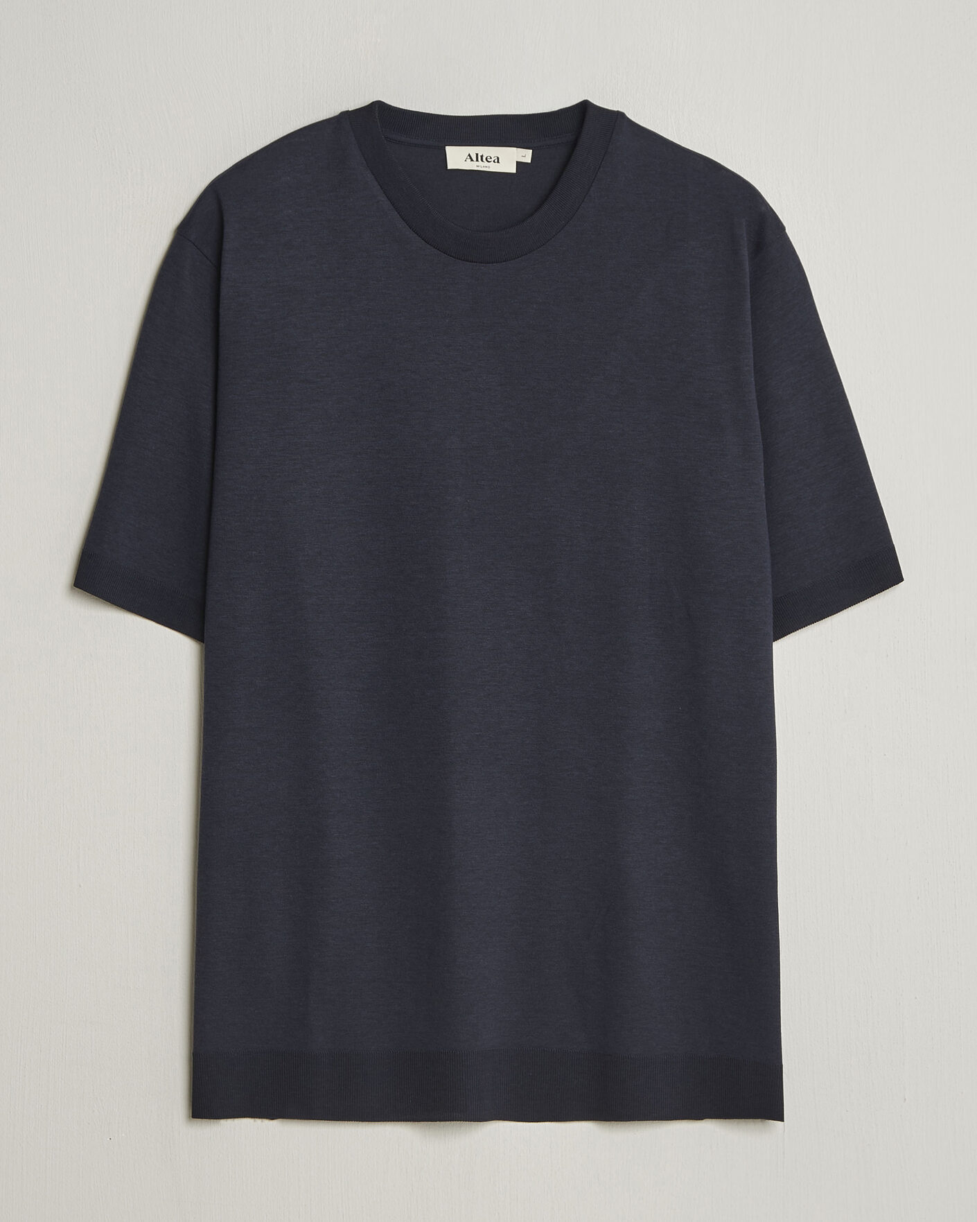 Homme | T-shirts | Altea | Cotton/Stretch Knitted T-Shirt Navy