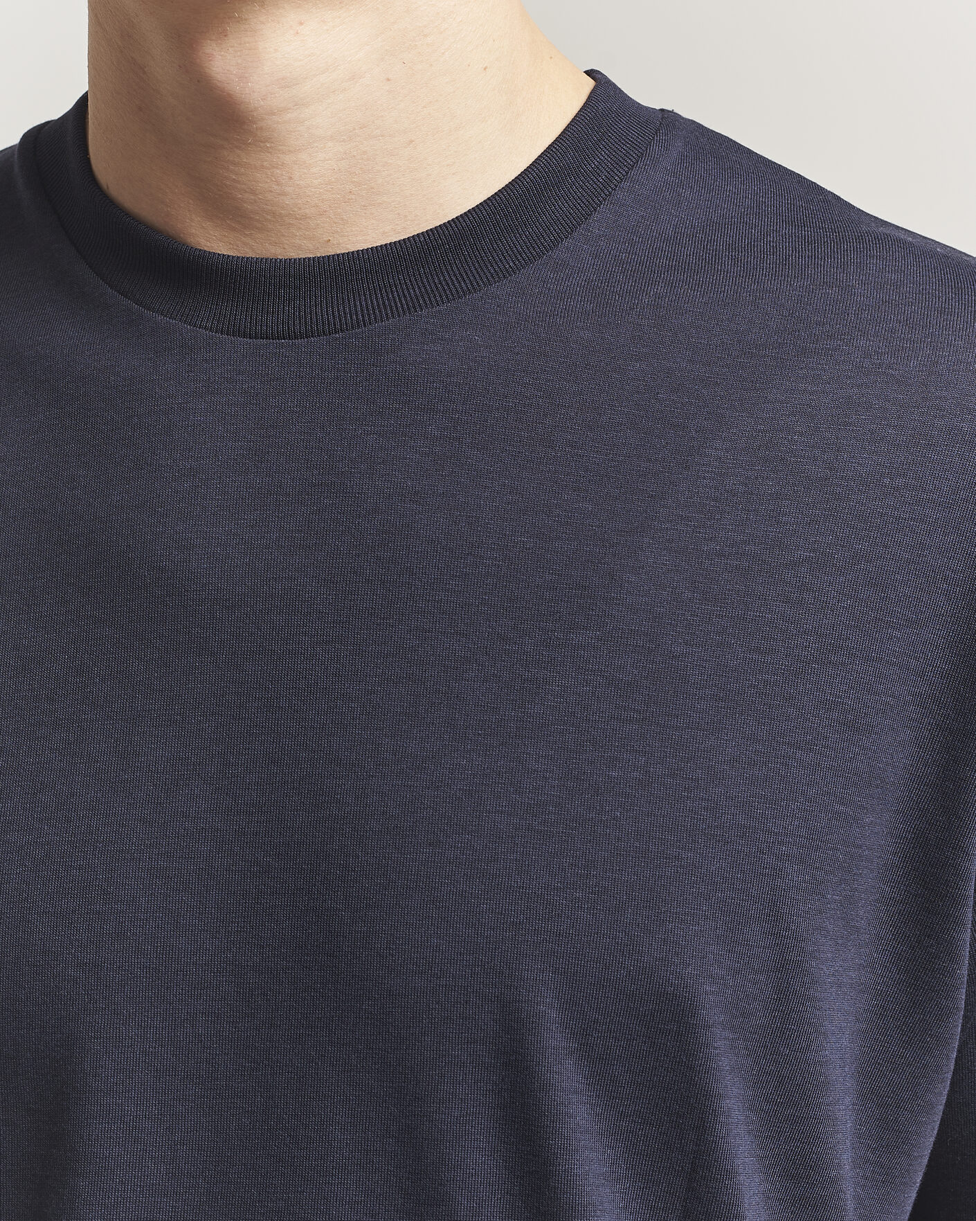 Homme | T-shirts | Altea | Cotton/Stretch Knitted T-Shirt Navy