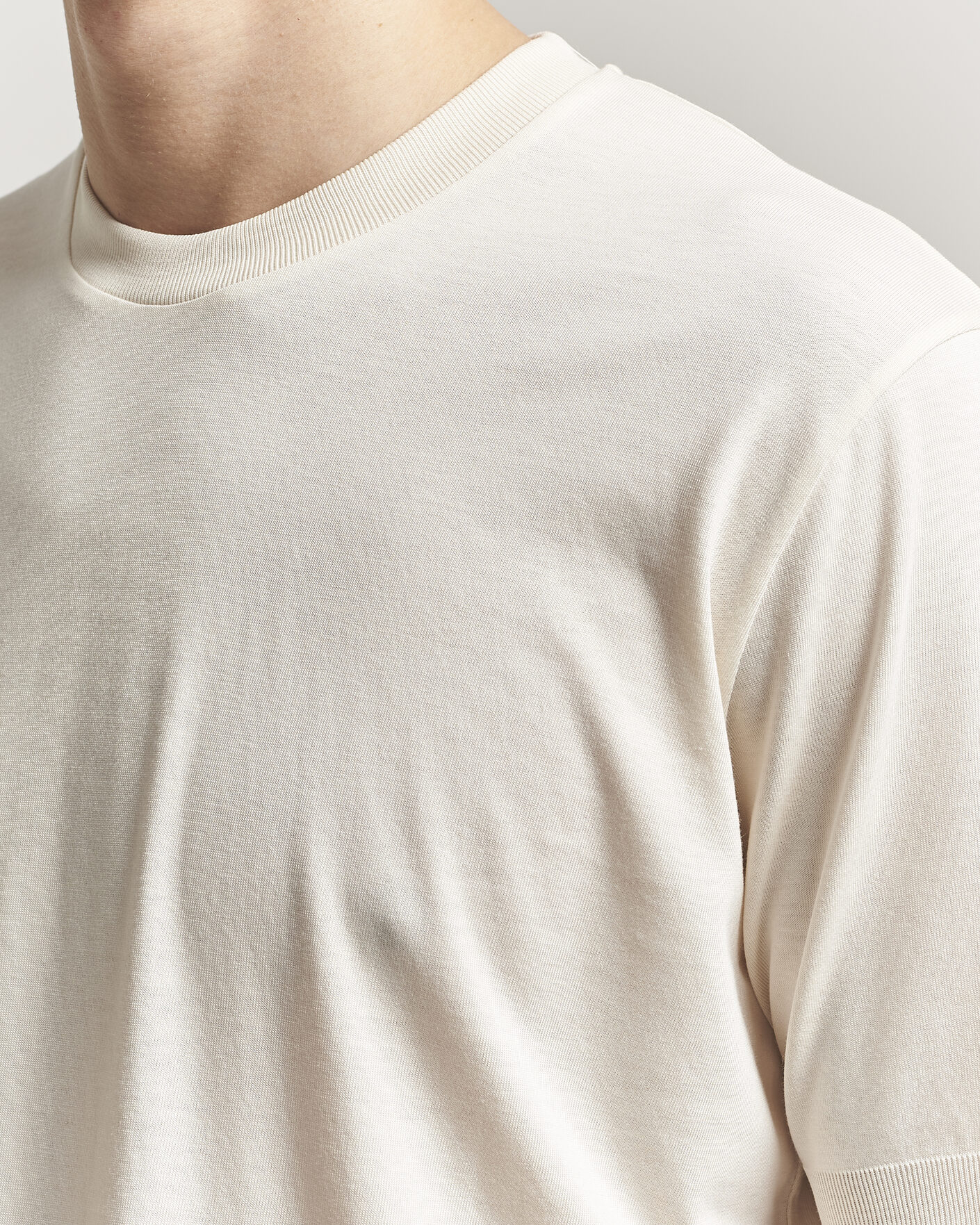 Homme | T-shirts | Altea | Cotton/Stretch Knitted T-Shirt Off White