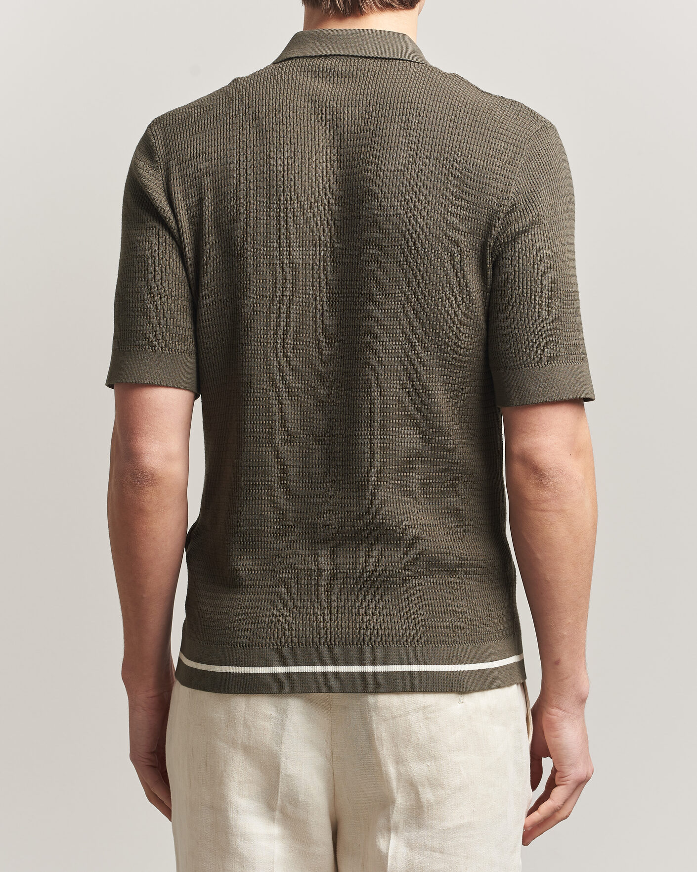 Homme | Chemises | Altea | Bamboo Stitch Knitted Camp Shirt Dark Green