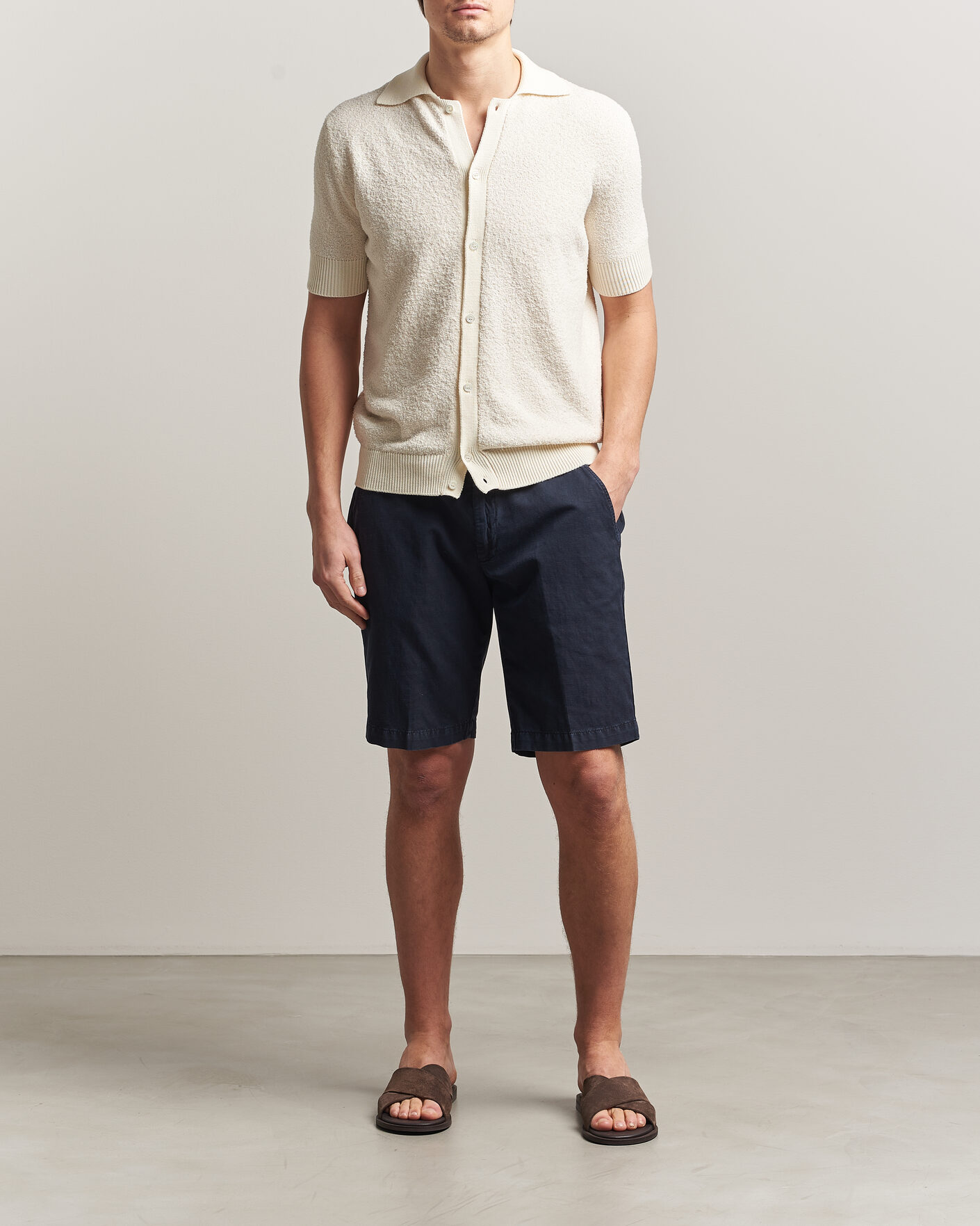Homme | Chemises | Altea | Soft Boucle Resort Shirt Off White