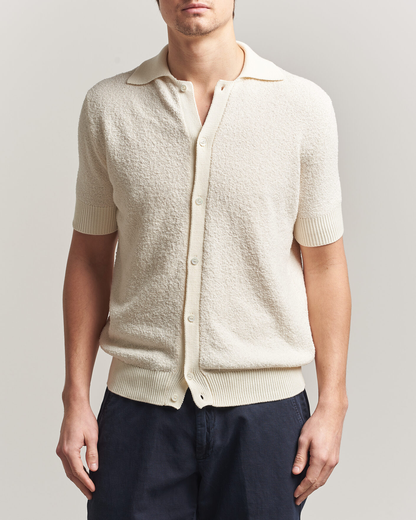Homme | Chemises | Altea | Soft Boucle Resort Shirt Off White