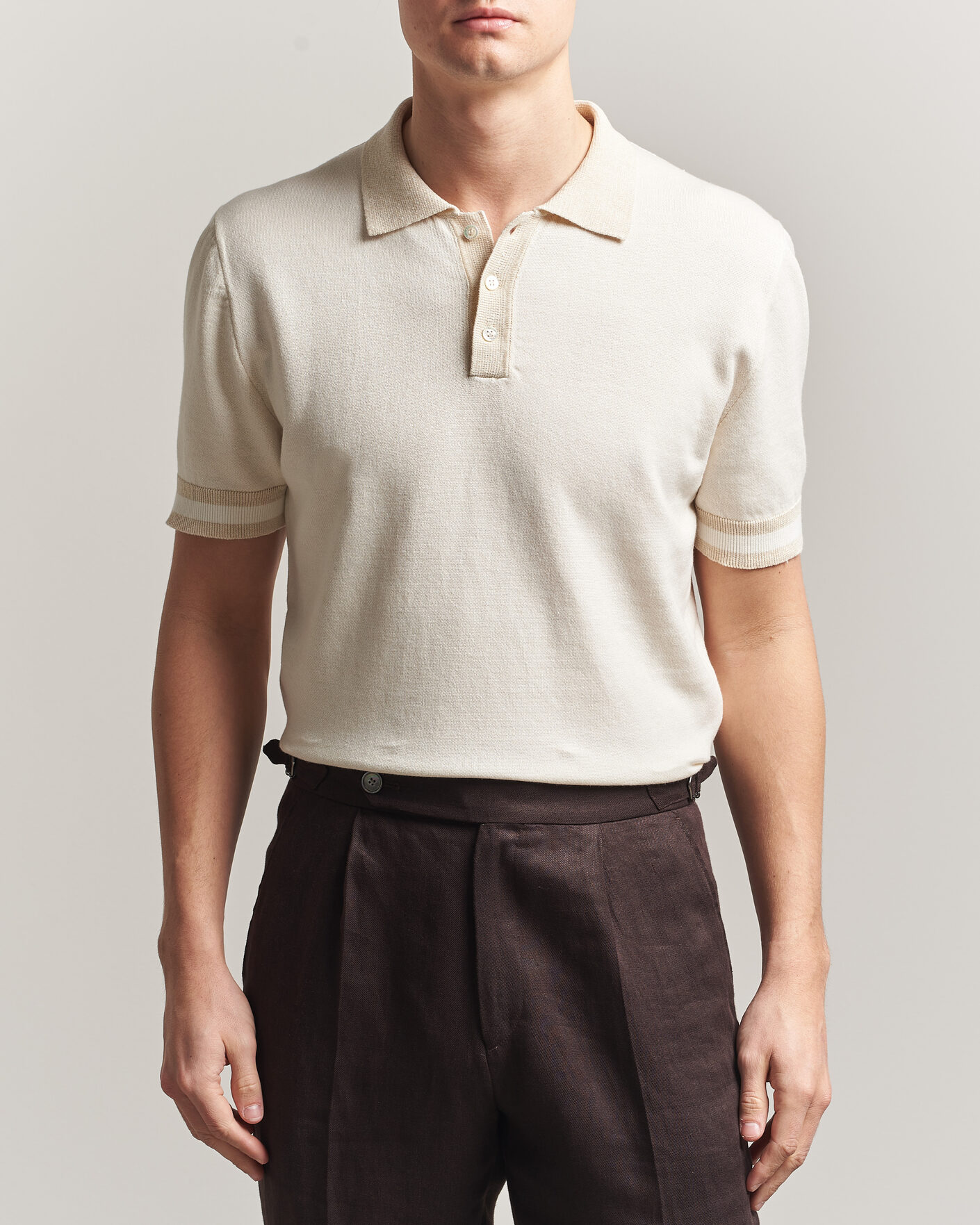 Homme | Polos | Altea | Cotton/Linen Piquet Polo Off White