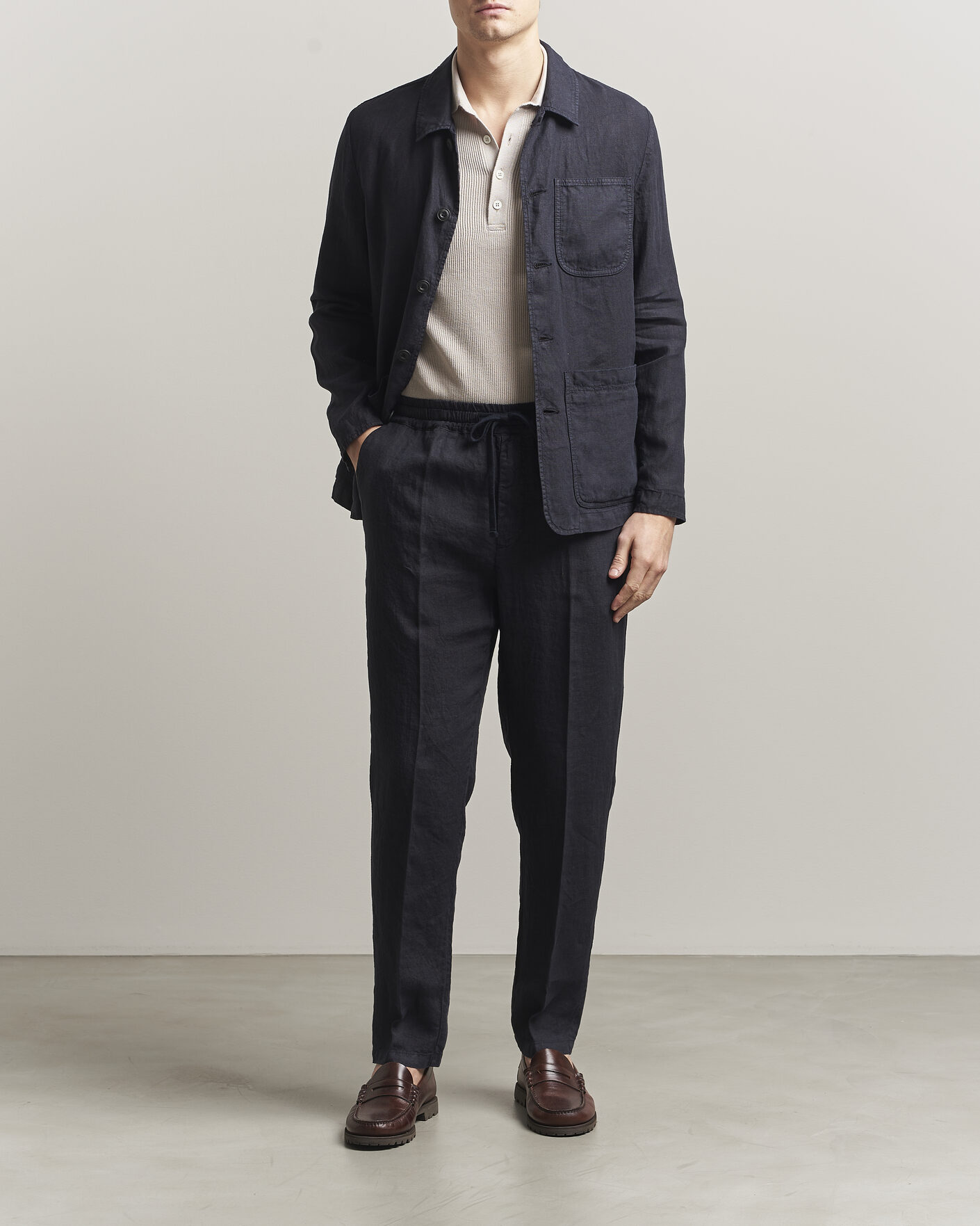 Homme | Manteaux Et Vestes | Altea | Linen Chore Jacket Navy