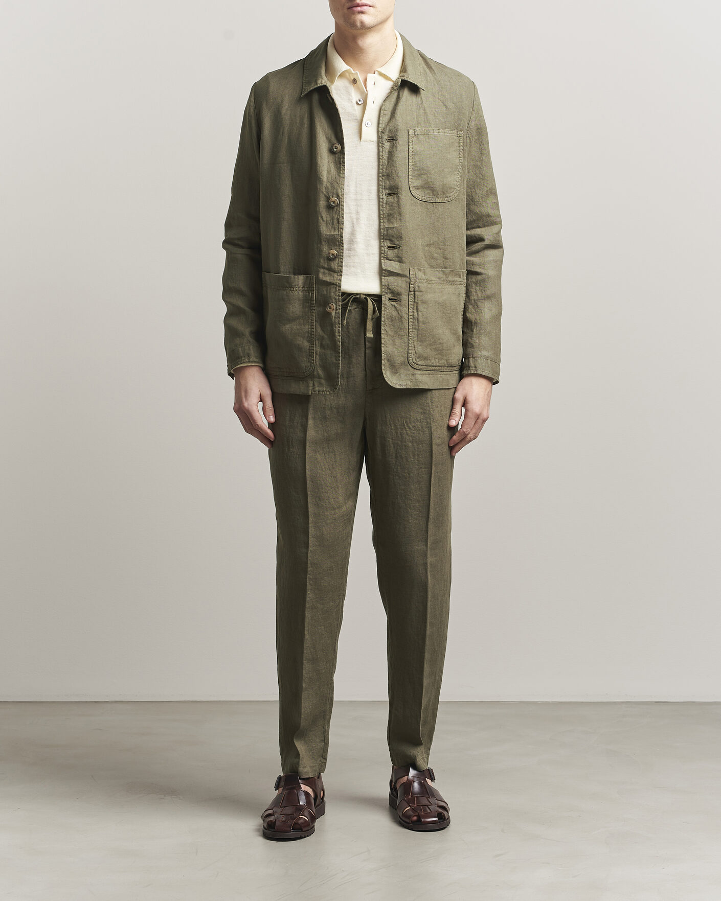 Homme | Manteaux Et Vestes | Altea | Linen Chore Jacket Military