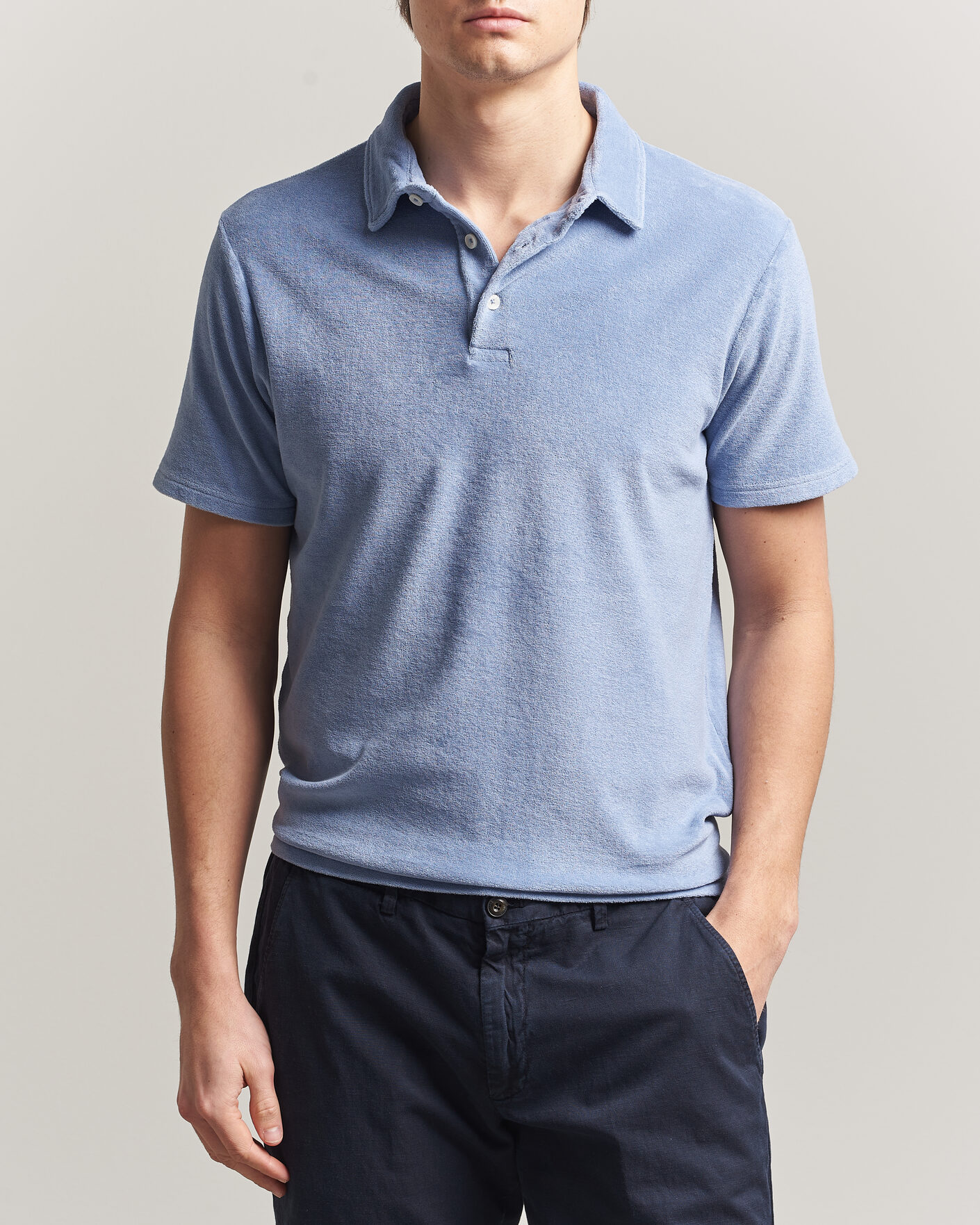 Homme | Polos | Altea | Terry Cotton Polo Light Blue