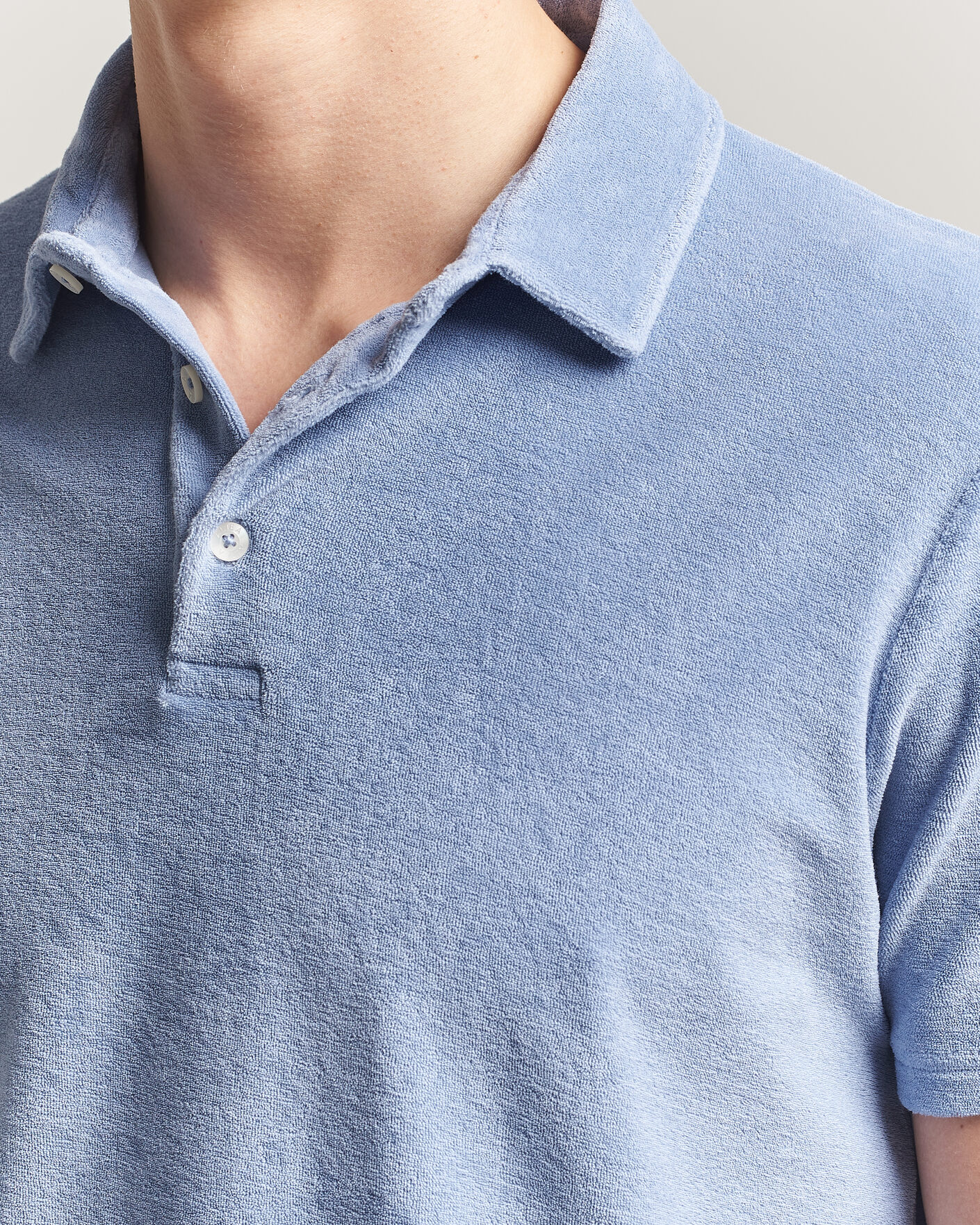Homme | Polos | Altea | Terry Cotton Polo Light Blue