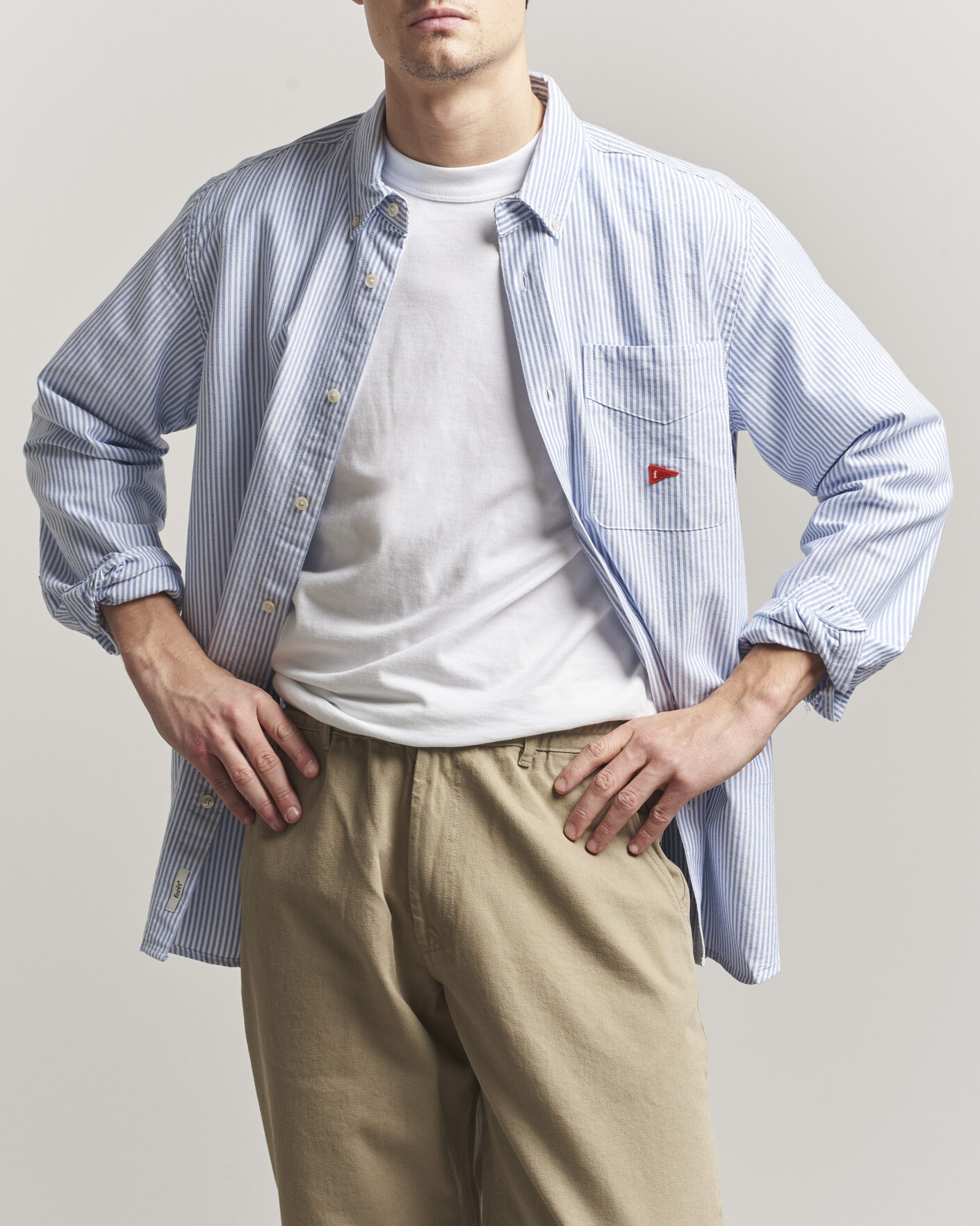 Homme | Chemises | Forét | Flag Regular Fit Pocket Oxford Shirt Blue Stripe