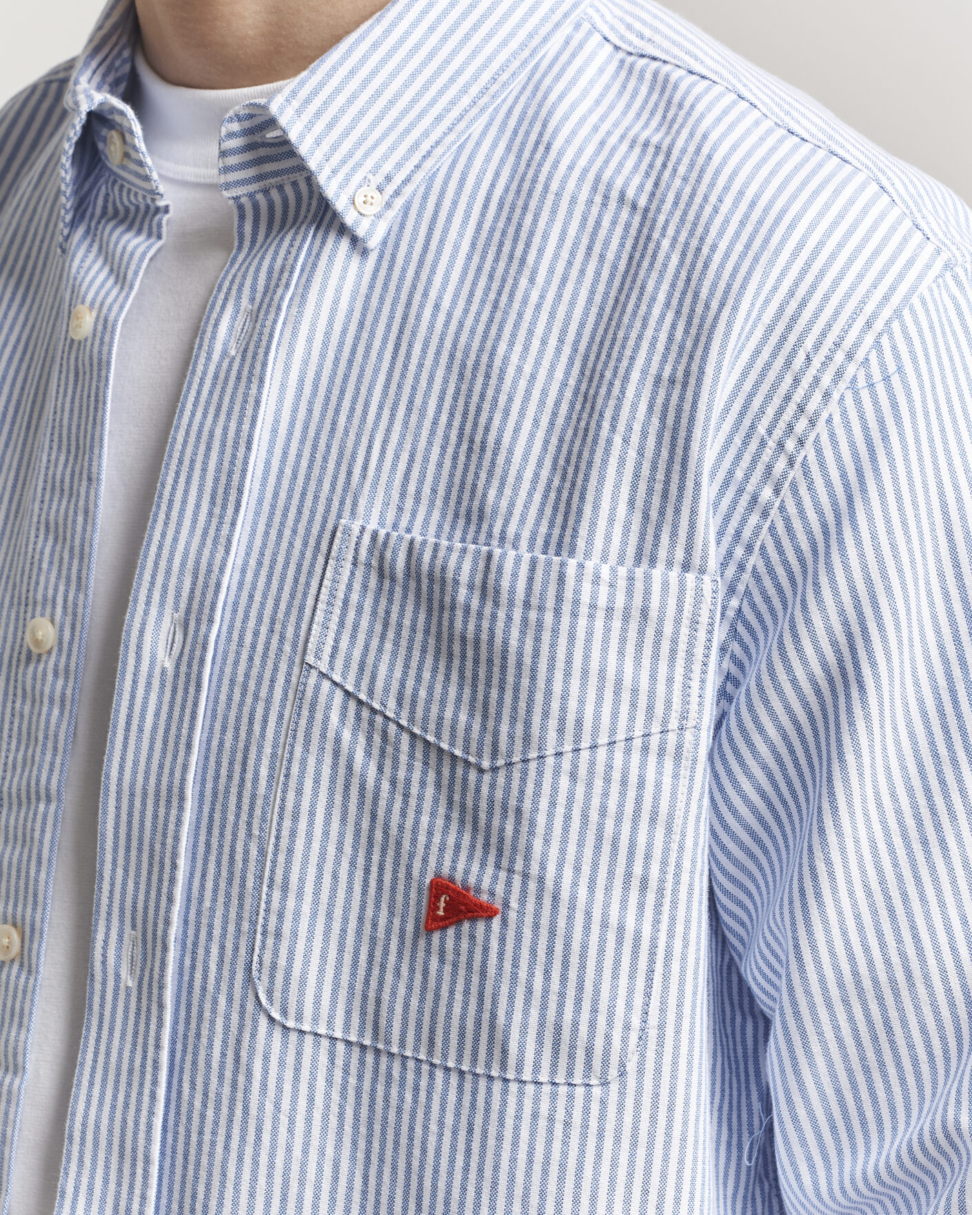 Homme | Chemises | Forét | Flag Regular Fit Pocket Oxford Shirt Blue Stripe