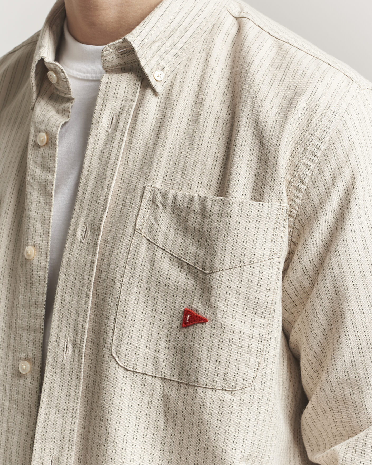 Homme | Chemises | Forét | Flag Regular Fit Pocket Oxford Shirt Taupe Stripe