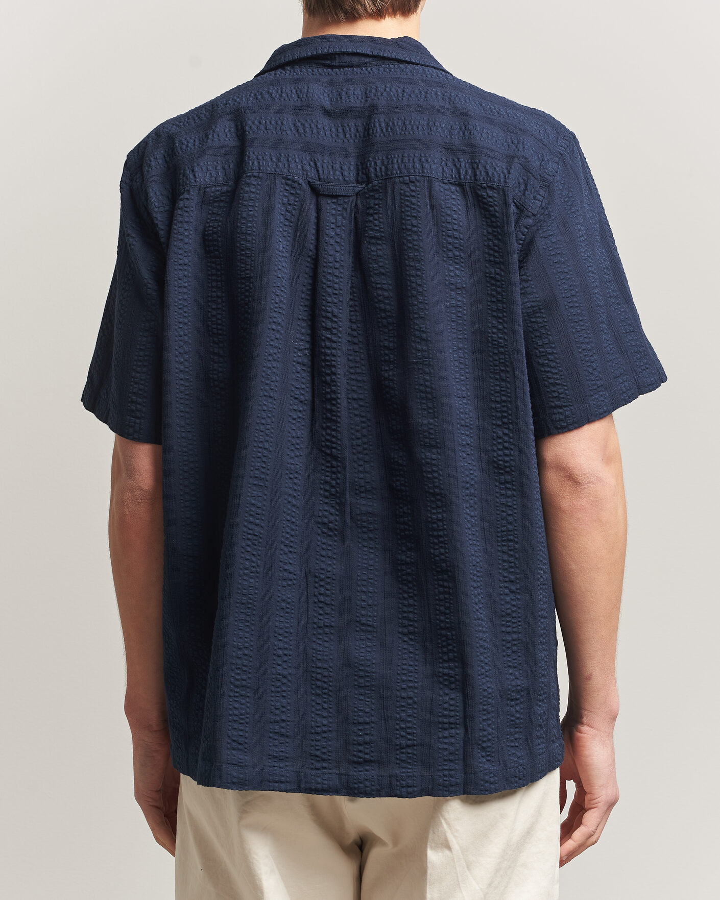 Homme | Chemises | Forét | Peer Jacquard Stripe Regular Fit SS Shirt Navy
