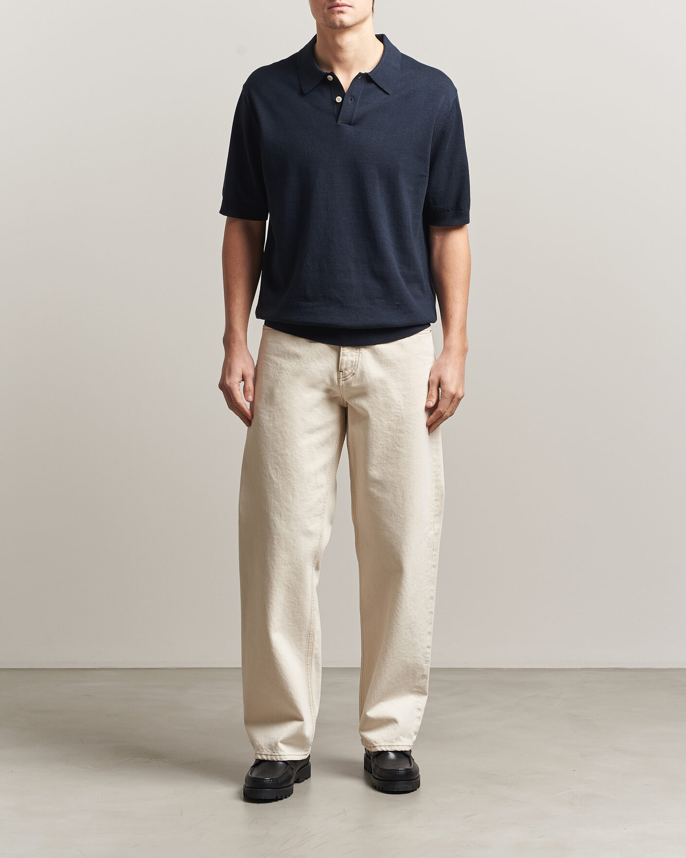 Homme | Polos | Forét | Sea Cotton/Linen Polo Navy