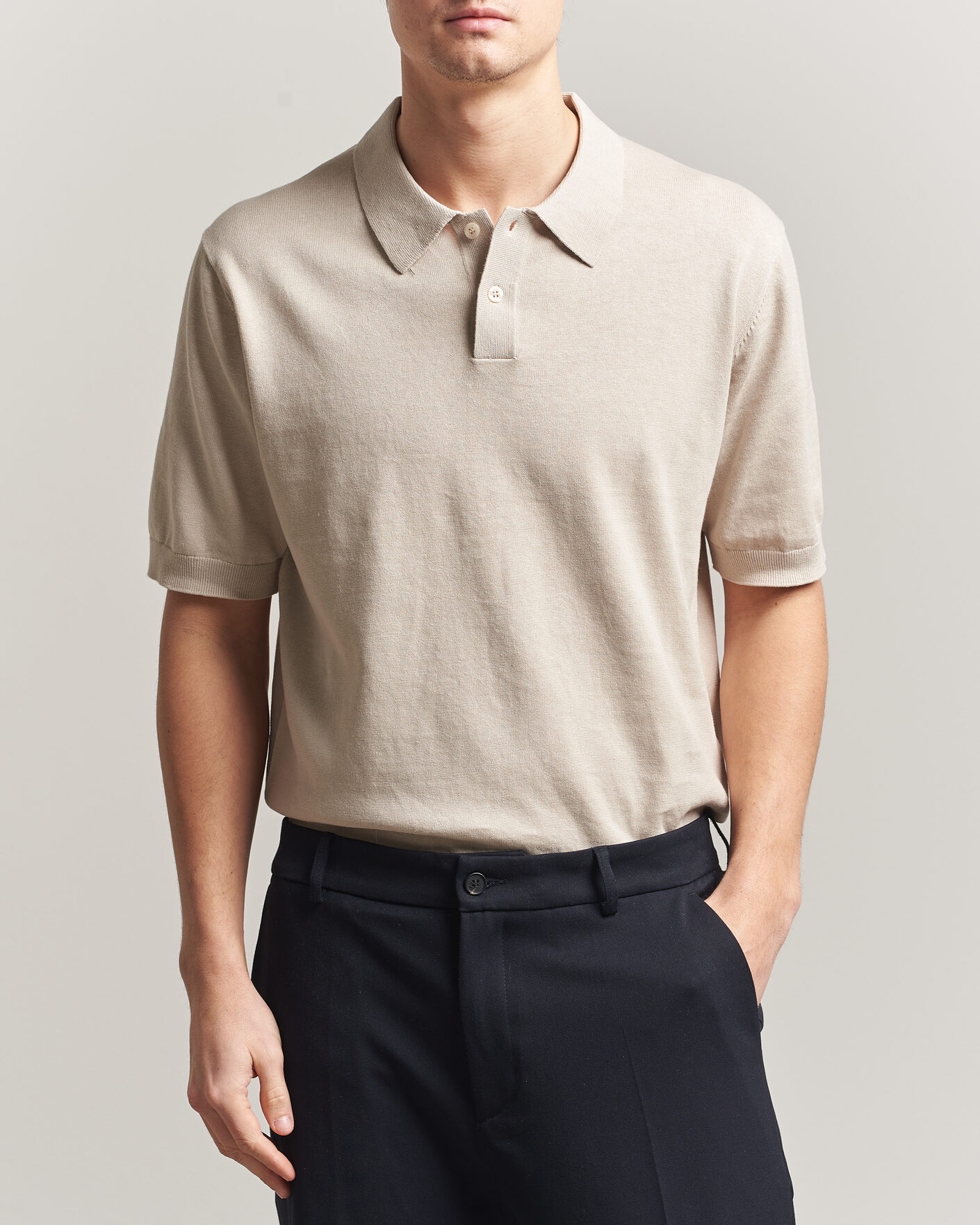 Homme | Polos | Forét | Sea Cotton/Linen Polo Oatmeal