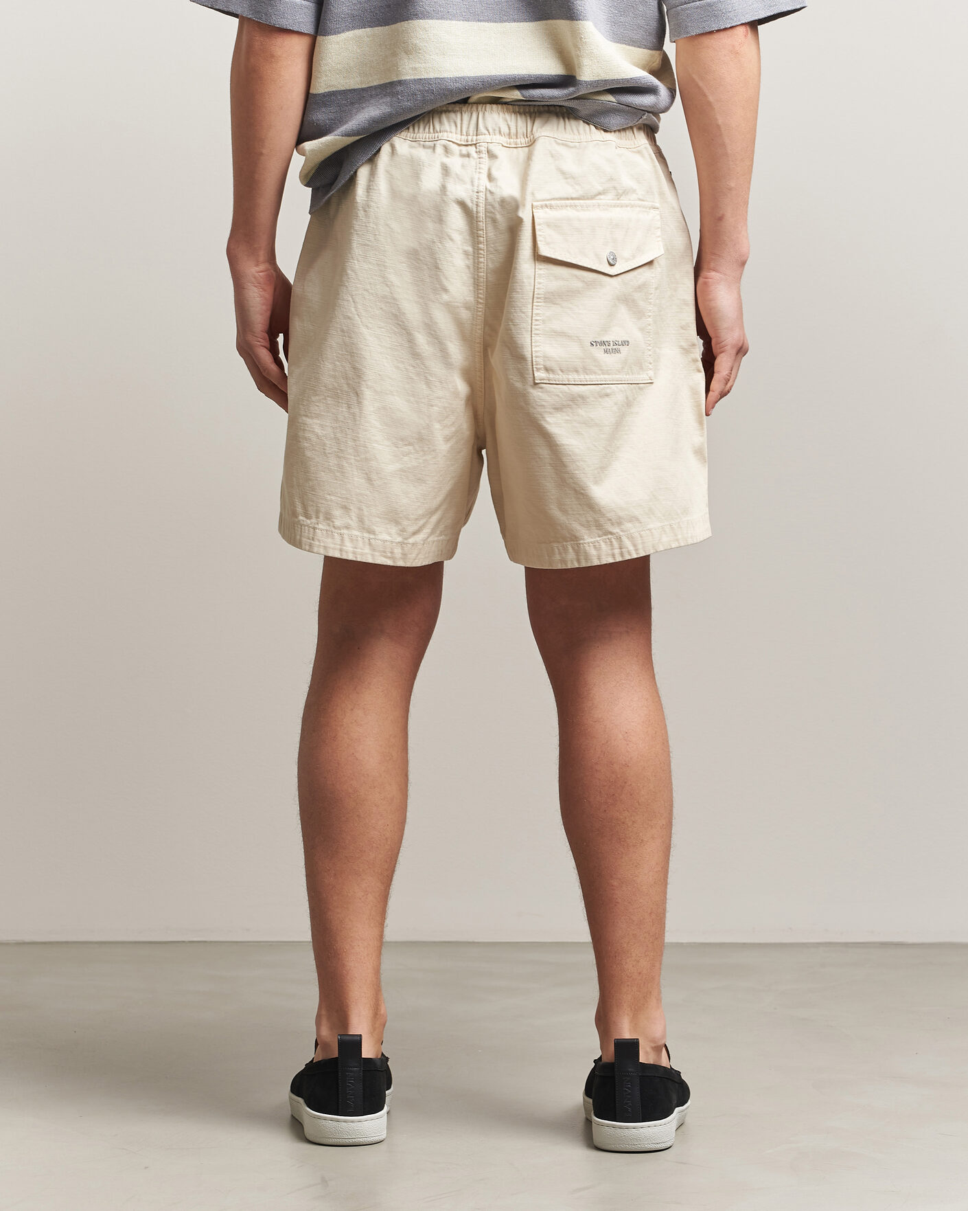 Homme | Shorts | Stone Island | Marina Organic Slub Cotton Shorts Ivory
