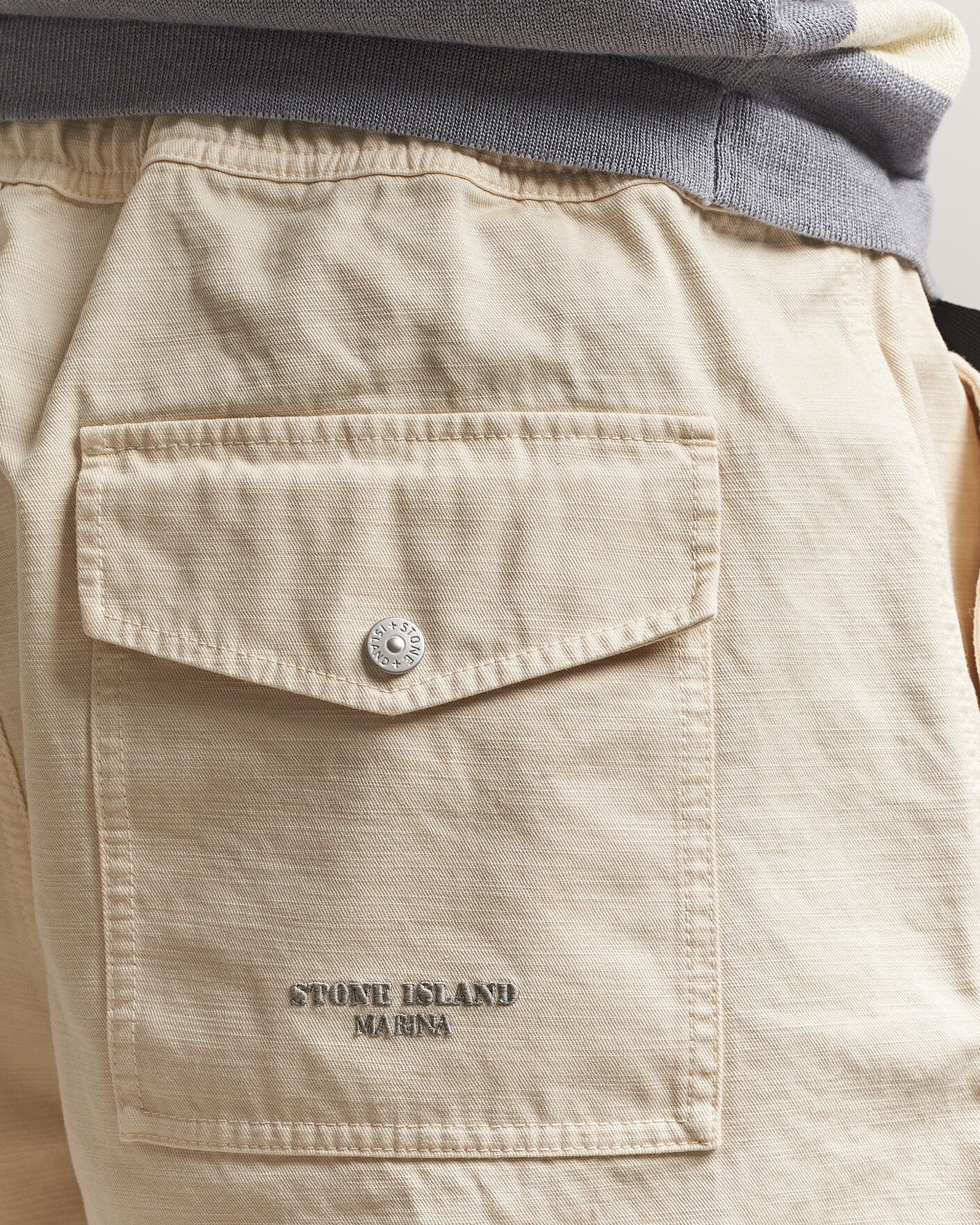 Homme | Shorts | Stone Island | Marina Organic Slub Cotton Shorts Ivory