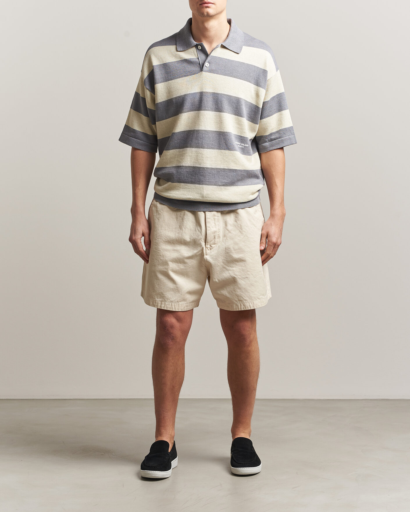 Homme | Polos | Stone Island | Marina Knitted Cotton/Linen Polo Ivory Melange
