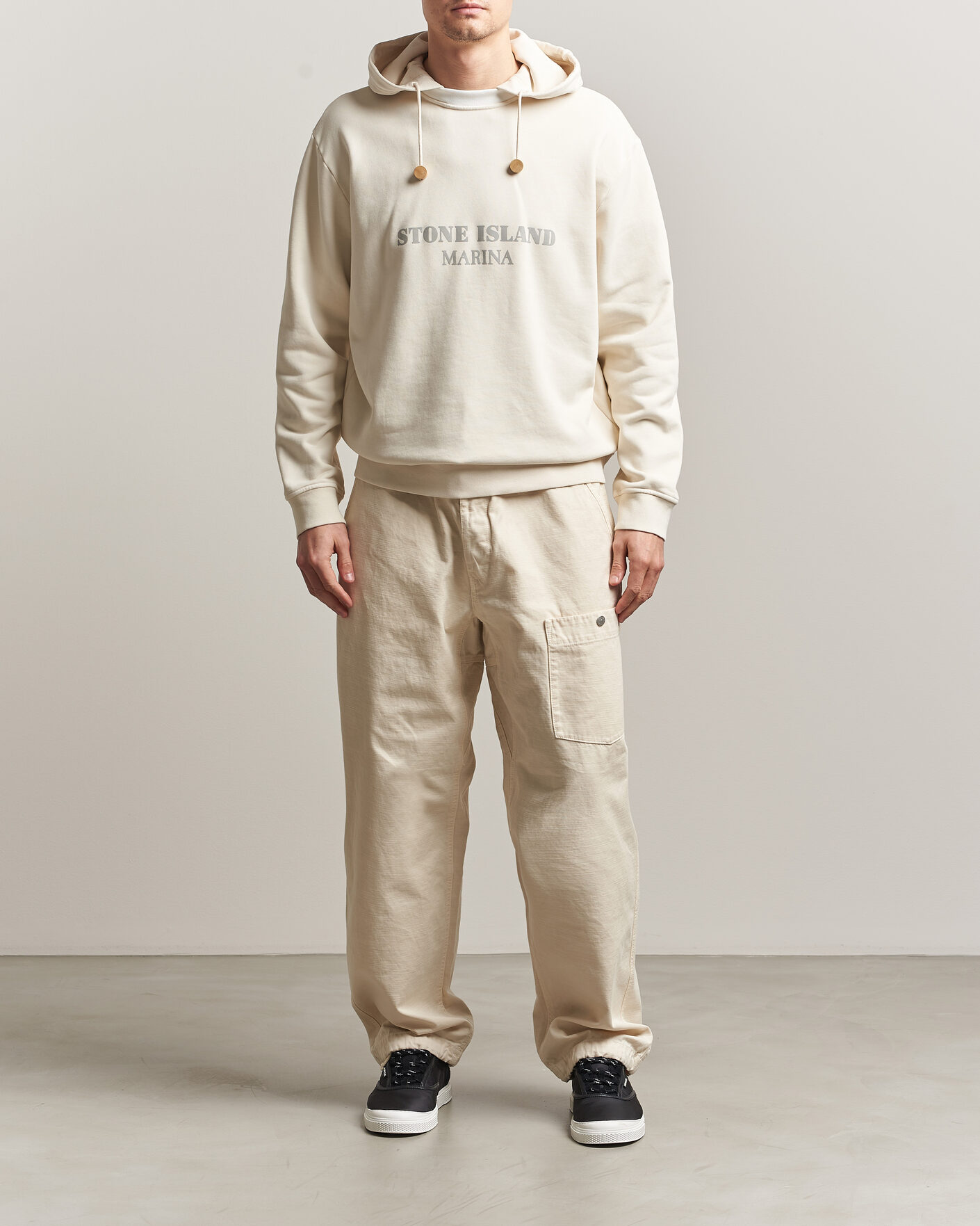 Homme | Pantalons | Stone Island | Marina Cotton Twill Trousers Ivory